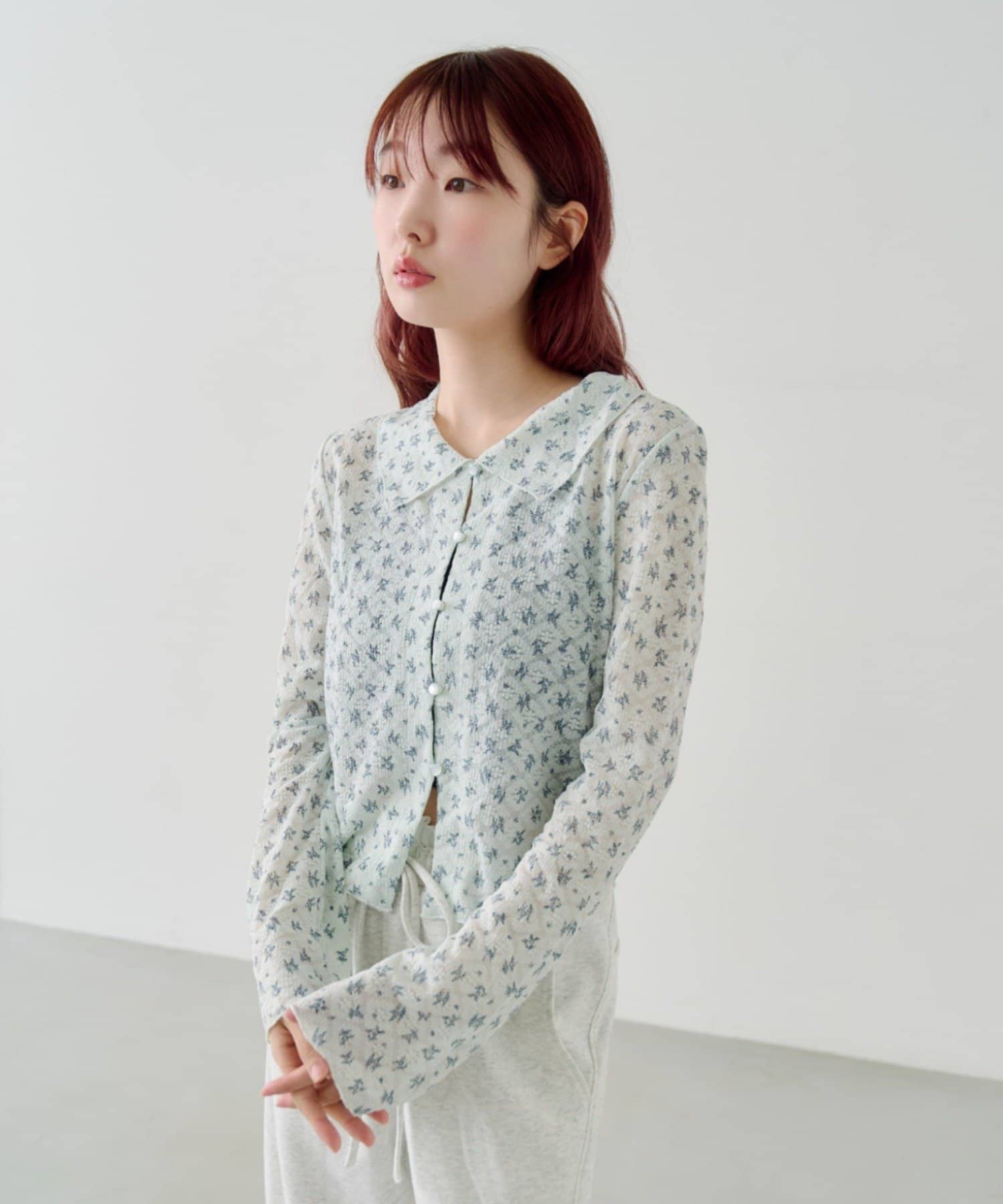 Kastane(カスタネ) レースフラワー襟付きカーディガン