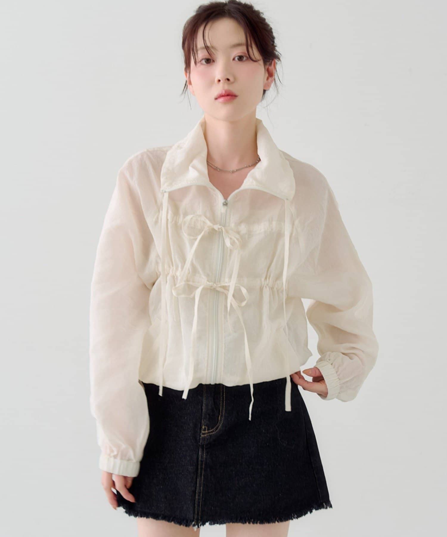 Kastane(カスタネ) 【3.20(金)12:00発売】リボンナイロンブルゾン