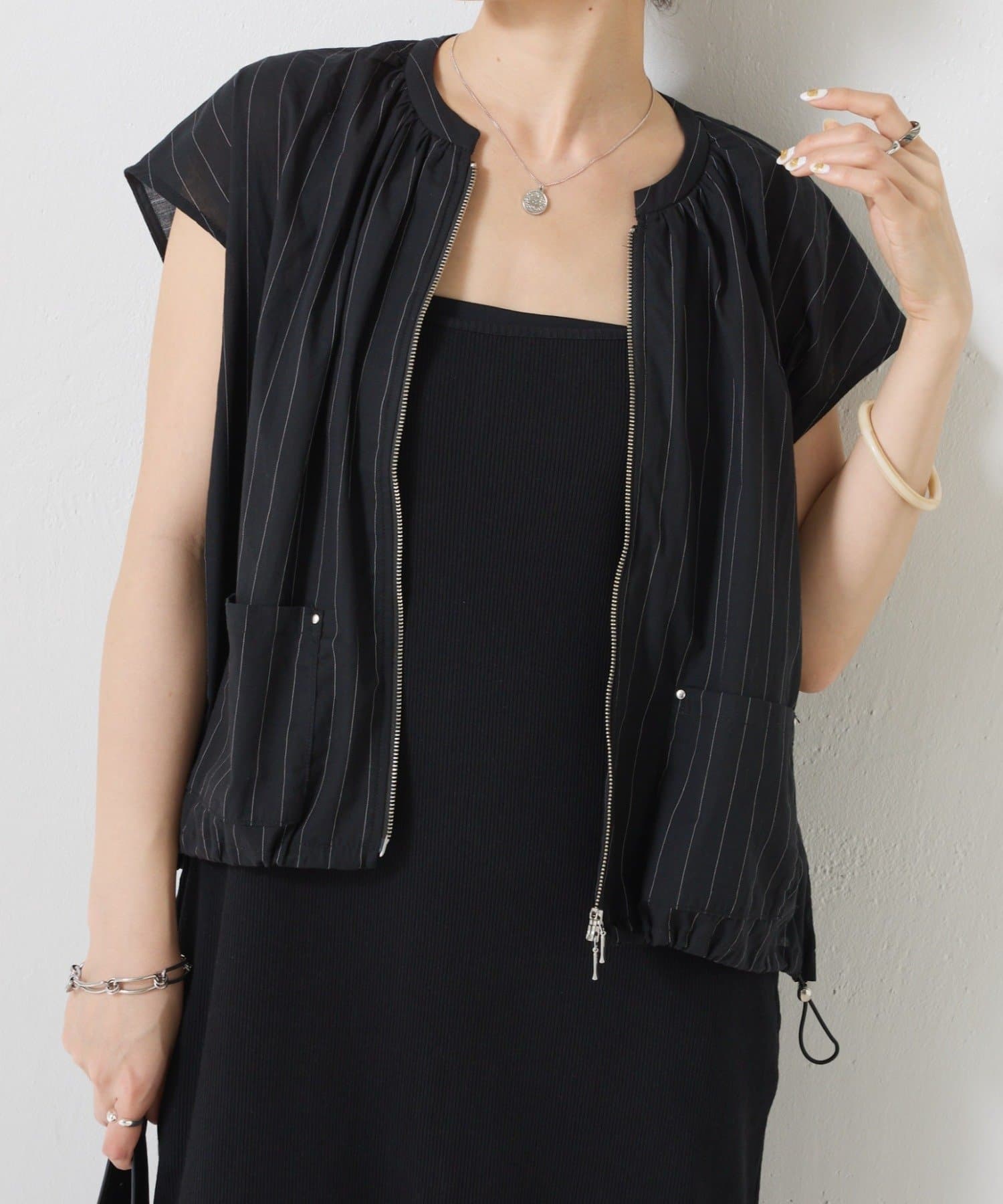 COLLAGE GALLARDAGALANTE(コラージュ ガリャルダガランテ) 【夏の羽織に◎】コットンシアーフレンチベスト