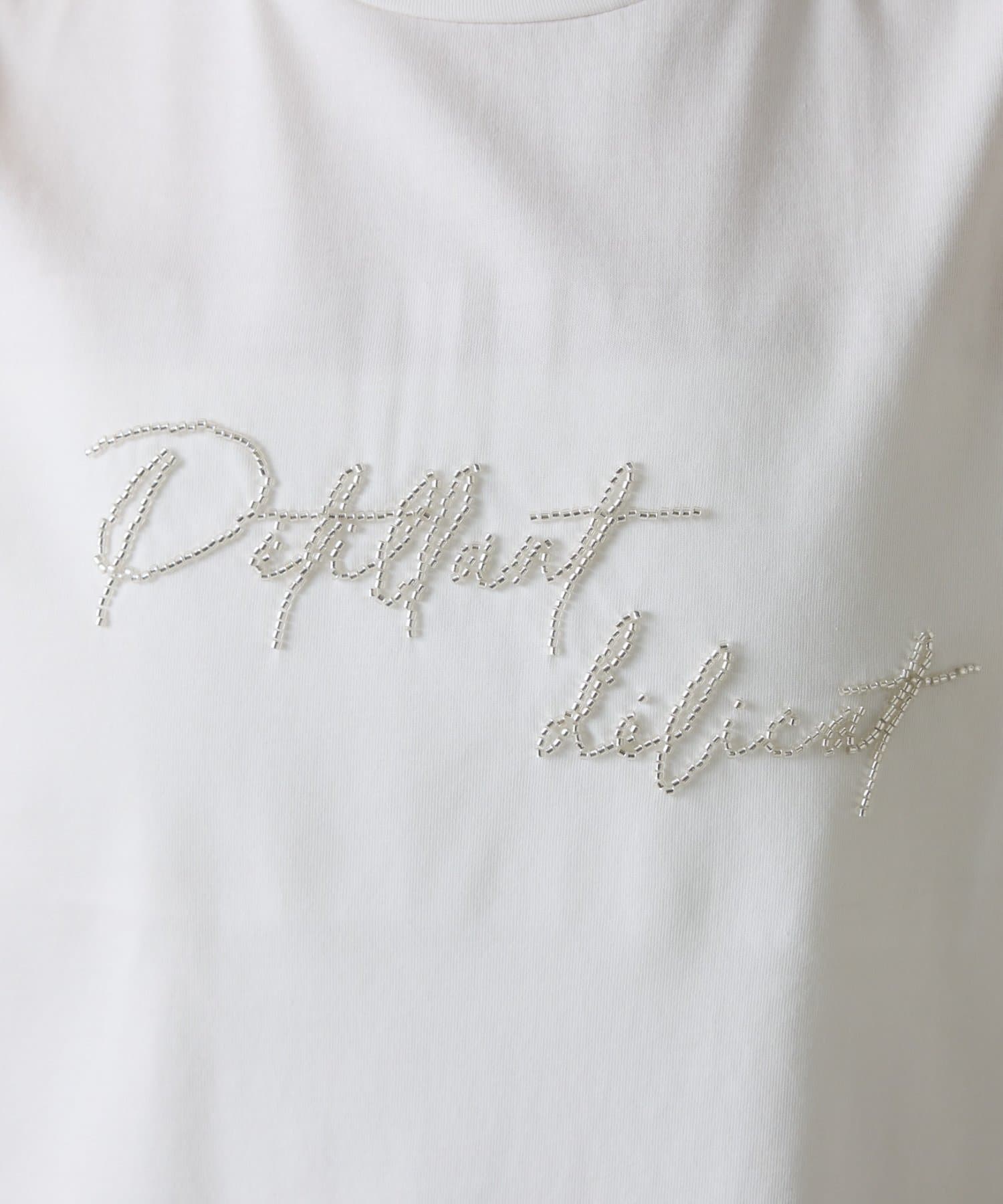 COLLAGE GALLARDAGALANTE(コラージュ ガリャルダガランテ) 【キレイめTシャツ/体型カバー】ミニビーズロゴフレンチTシャツ