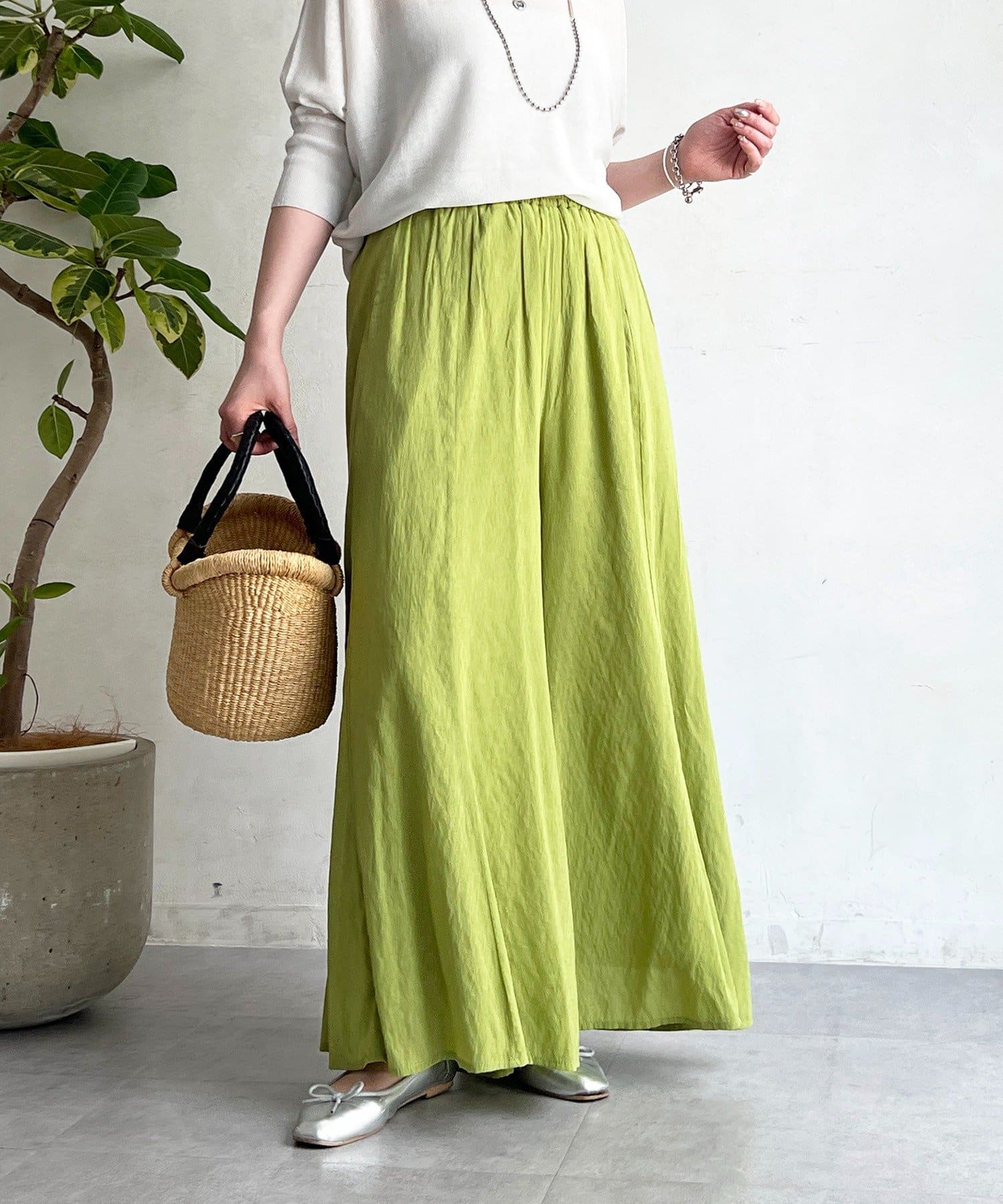 un dix cors(アンディコール) 麻調シアースパンパンツ