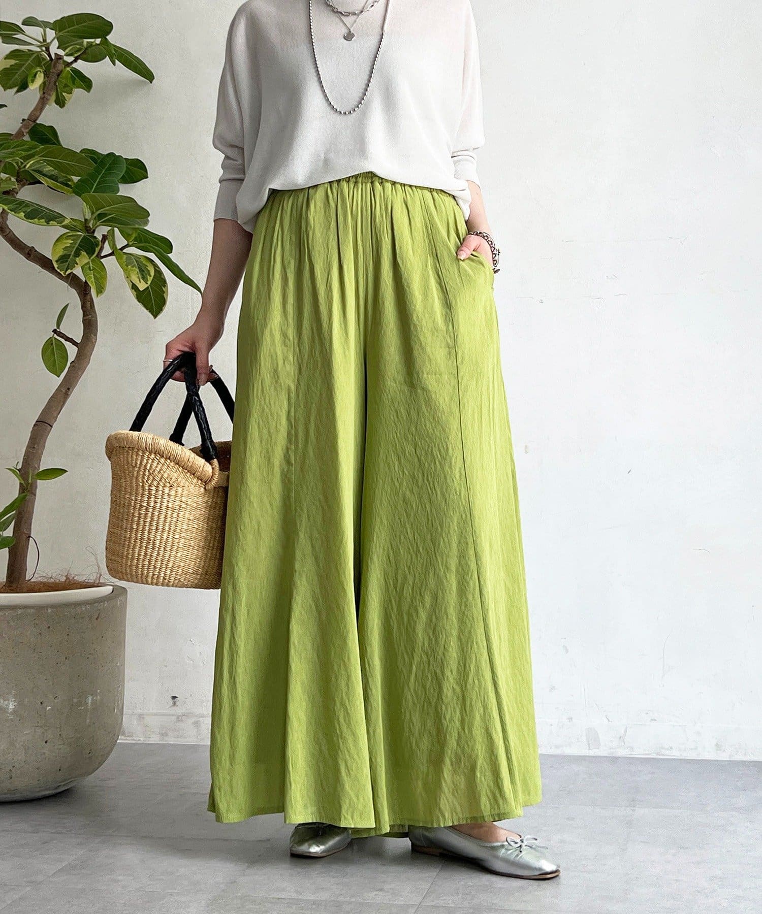 un dix cors(アンディコール) 麻調シアースパンパンツ