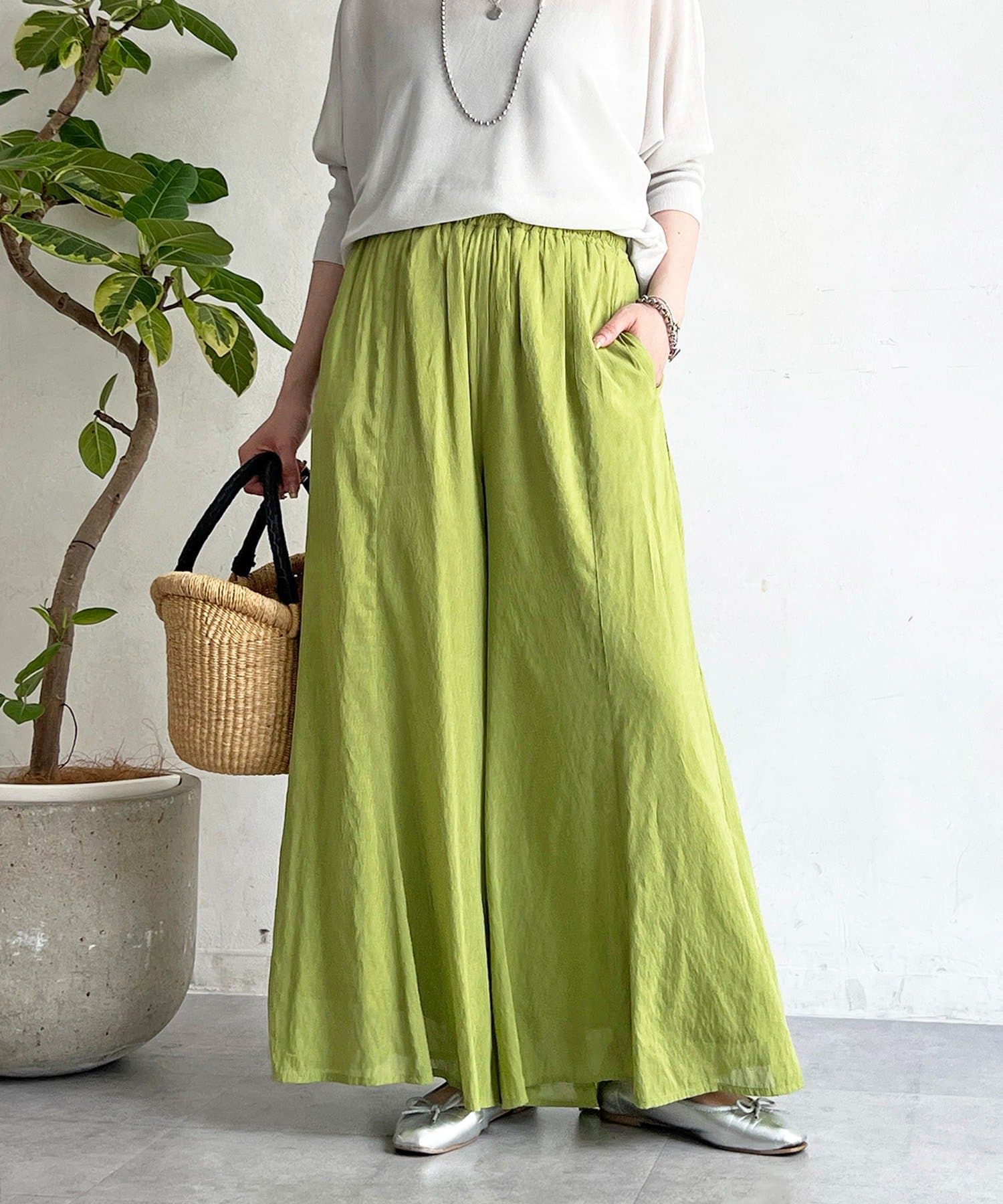 un dix cors(アンディコール) 麻調シアースパンパンツ