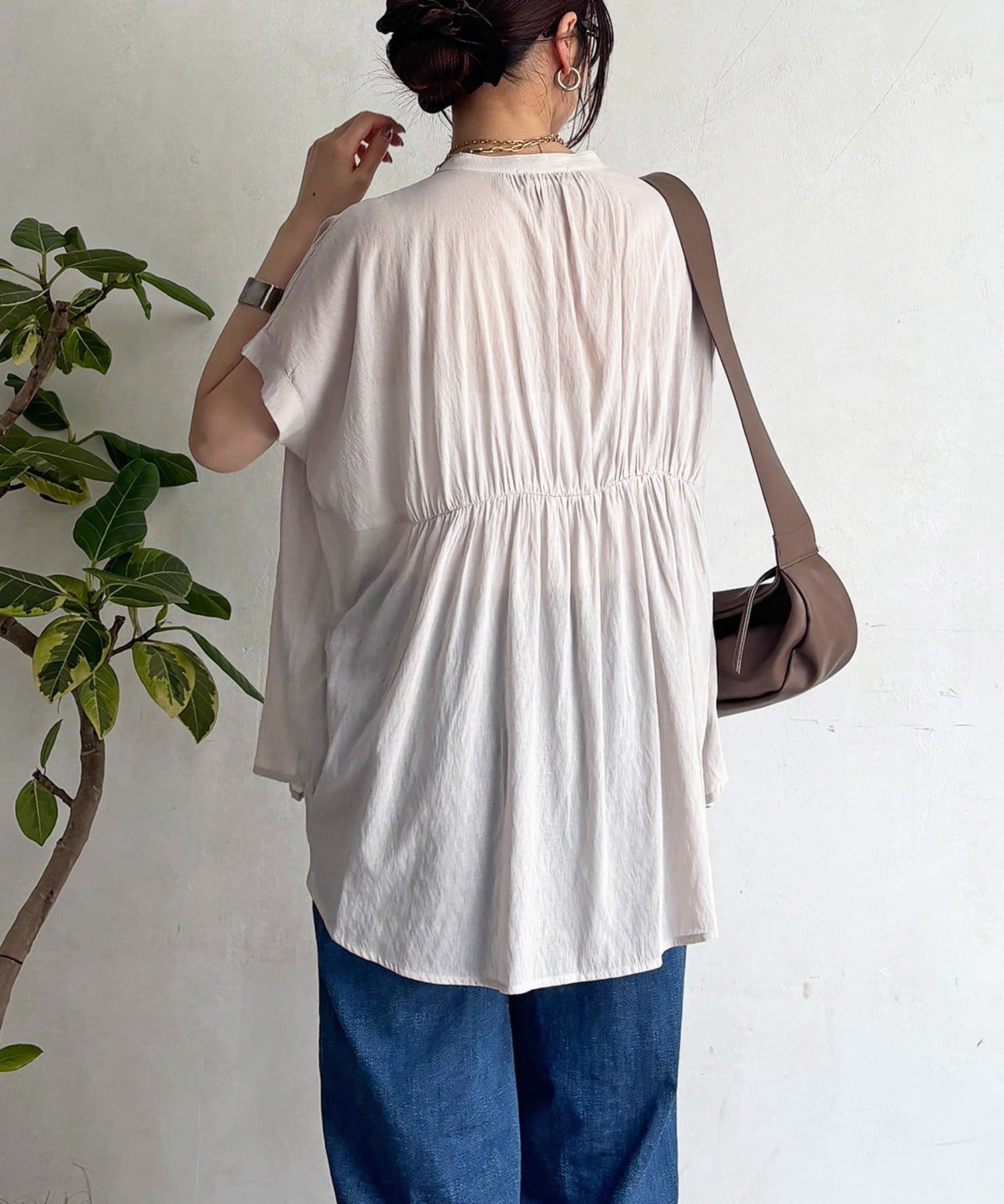 un dix cors(アンディコール) バック切替麻調シアーブラウス