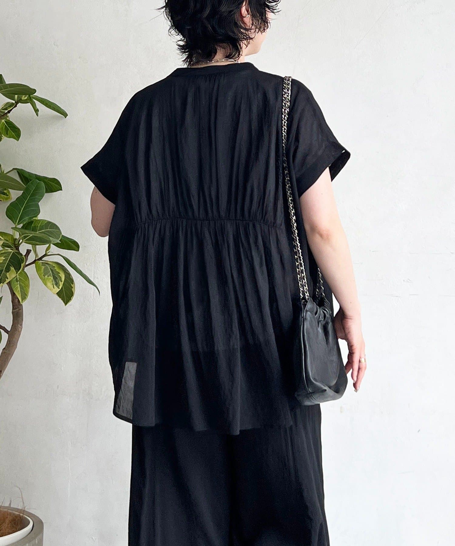 un dix cors(アンディコール) バック切替麻調シアーブラウス