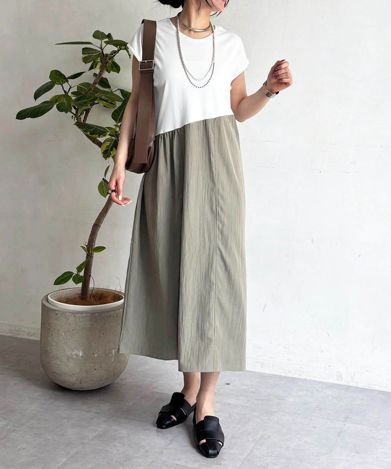 un dix cors(アンディコール) 半袖切り替えワンピース