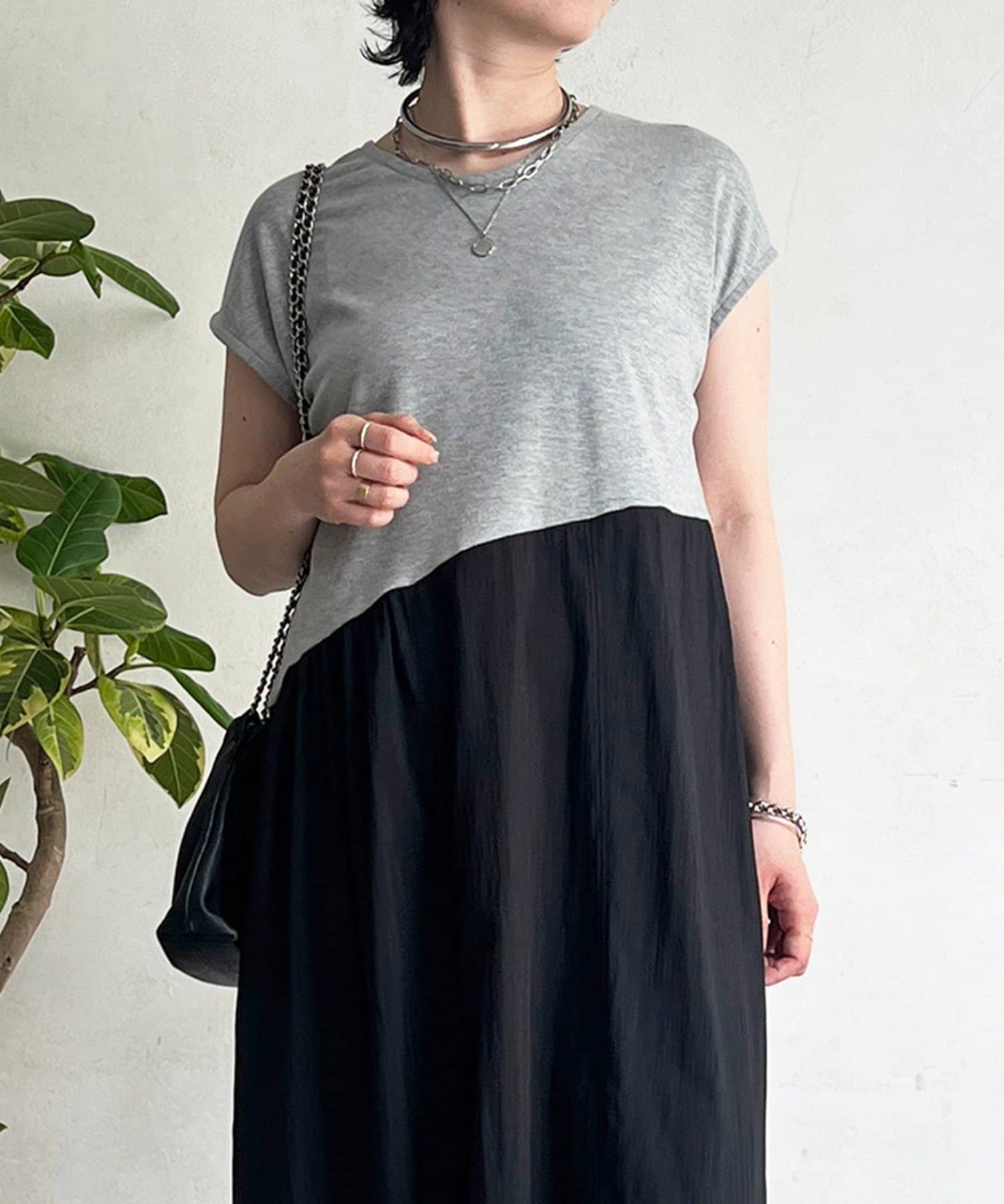 un dix cors(アンディコール) 半袖切り替えワンピース