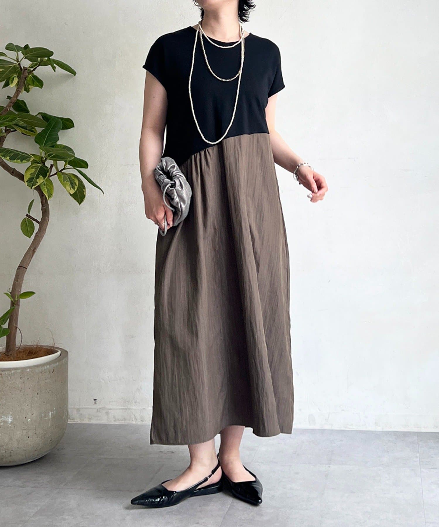 un dix cors(アンディコール) 半袖切り替えワンピース