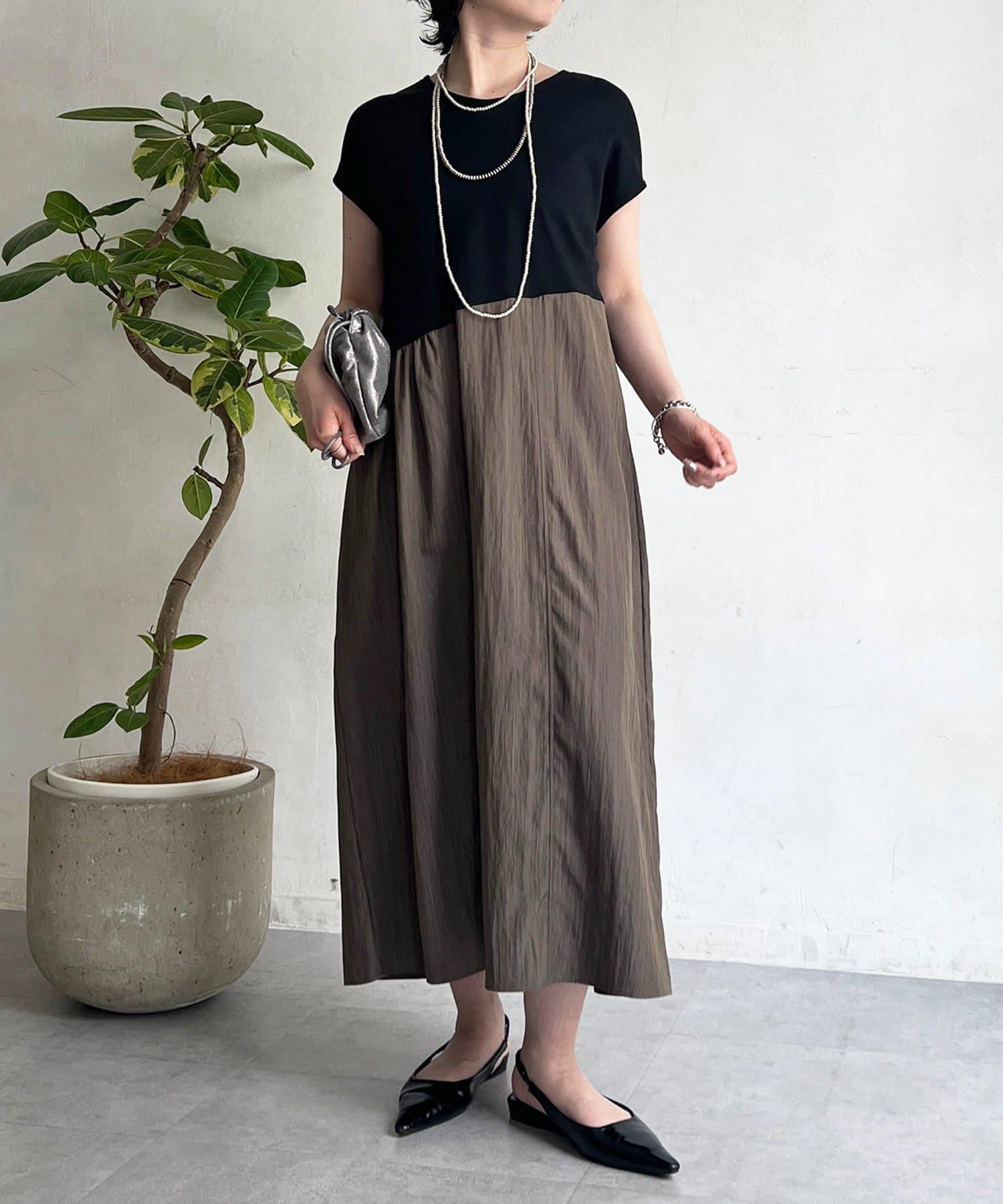 un dix cors(アンディコール) 半袖切り替えワンピース