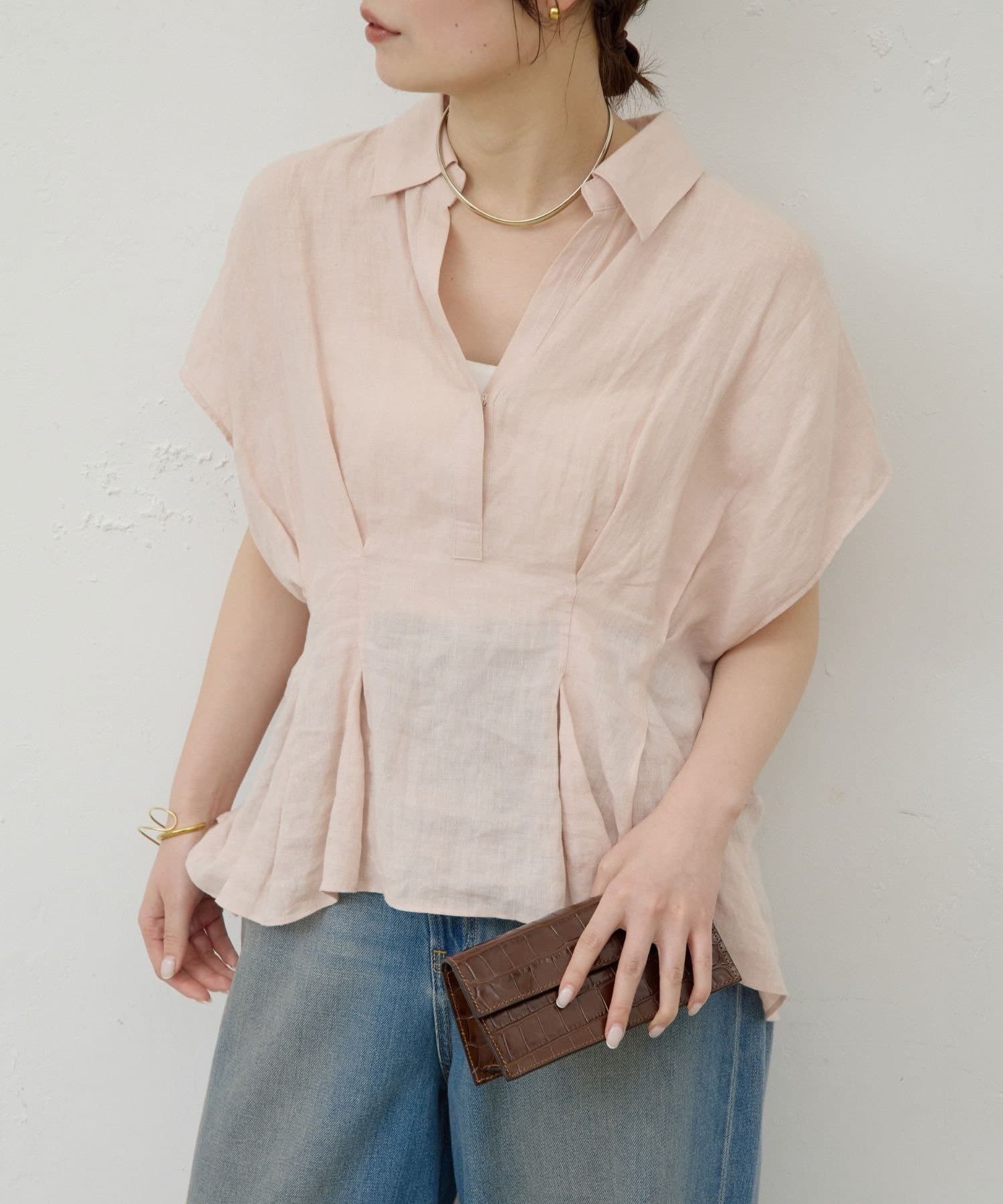 GALLARDAGALANTE(ガリャルダガランテ) 【近日予約開始】【WEB限定】ハーフスリーブウエストシェイプシャツ