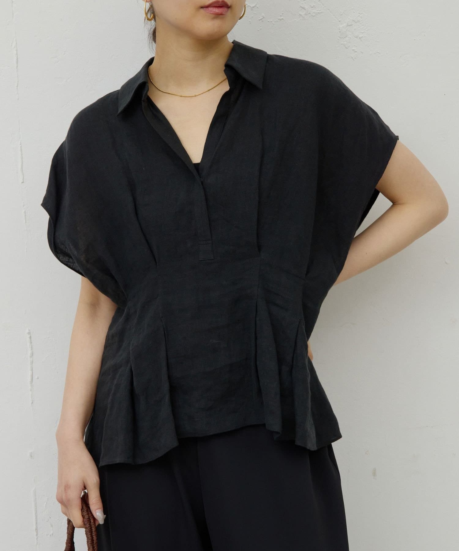 GALLARDAGALANTE(ガリャルダガランテ) 【近日予約開始】【WEB限定】ハーフスリーブウエストシェイプシャツ