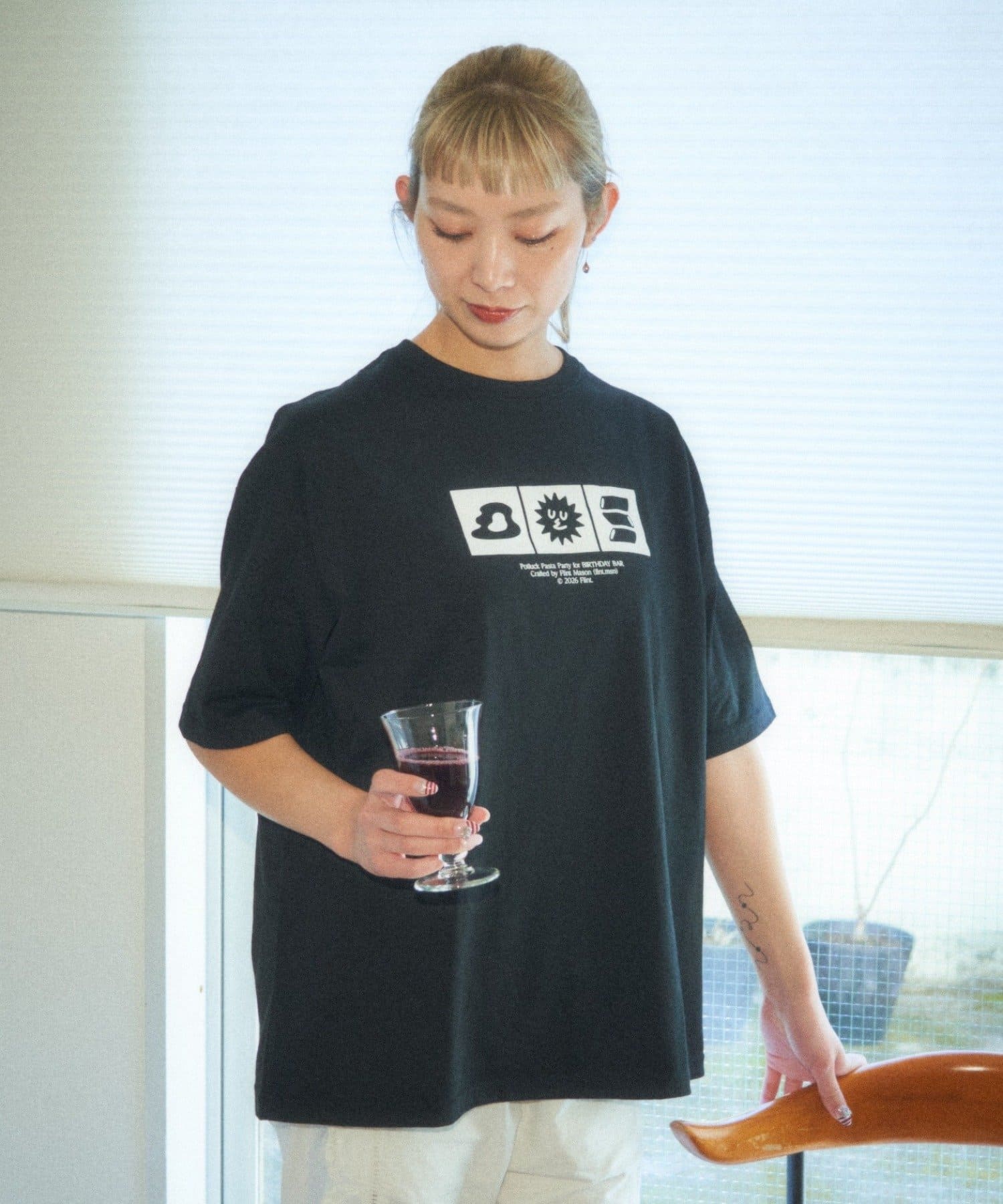 BIRTHDAY BAR(バースデイバー) 【POTLUCK PASTA PARTY】Tシャツ　2サイズ展開