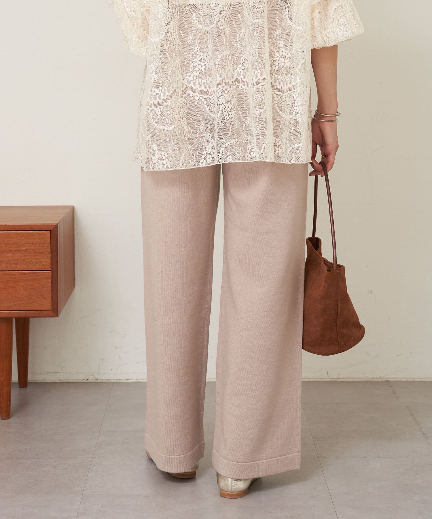 OUTLET(アウトレット) 【SHENERY】ニットタックパンツ