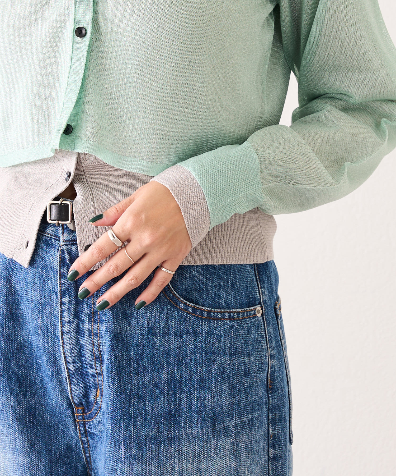 OUTLET(アウトレット) 【SHENERY】シアーレイヤードカーディガン