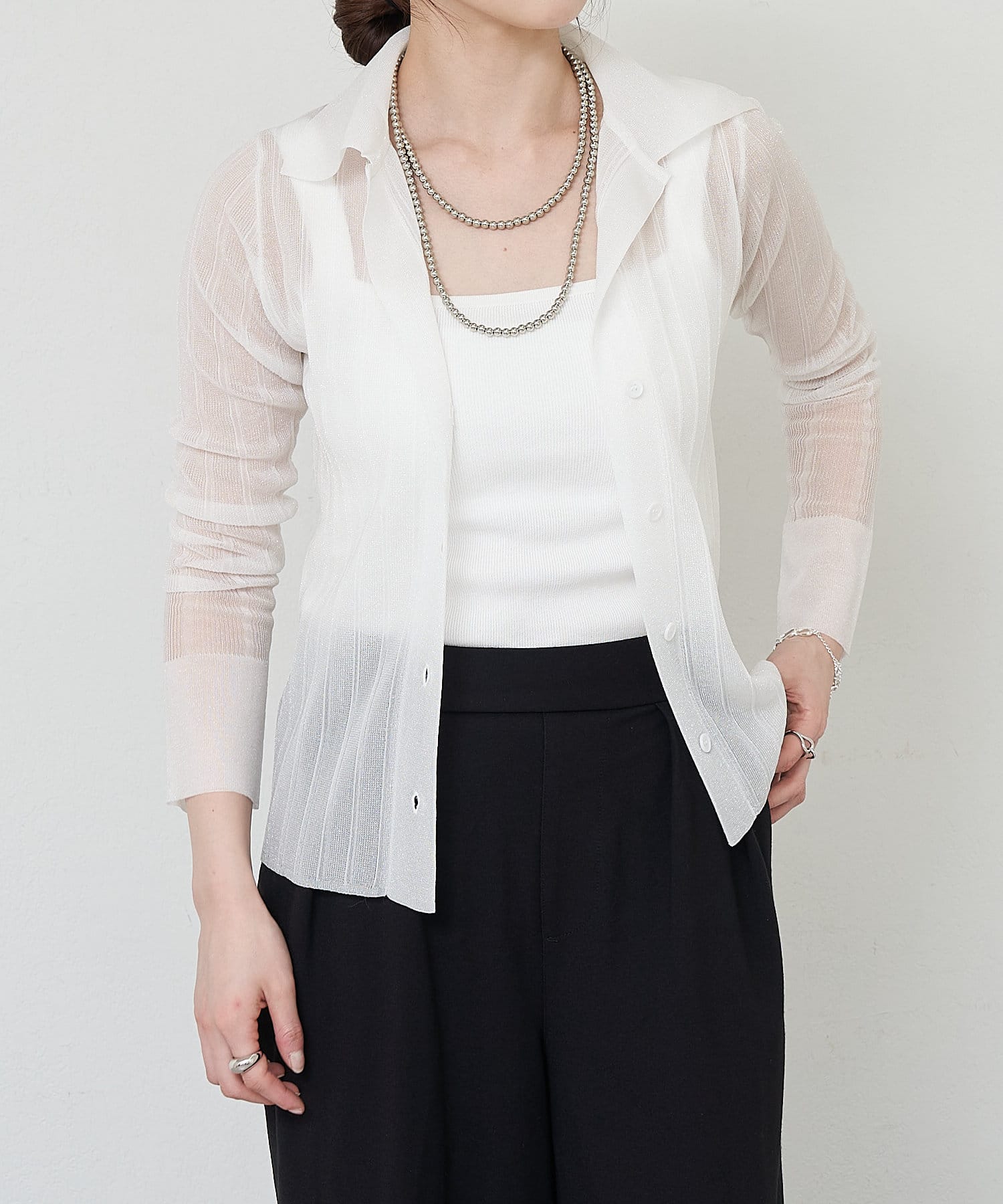 OUTLET(アウトレット) 【SHENERY】襟付きシアーニット