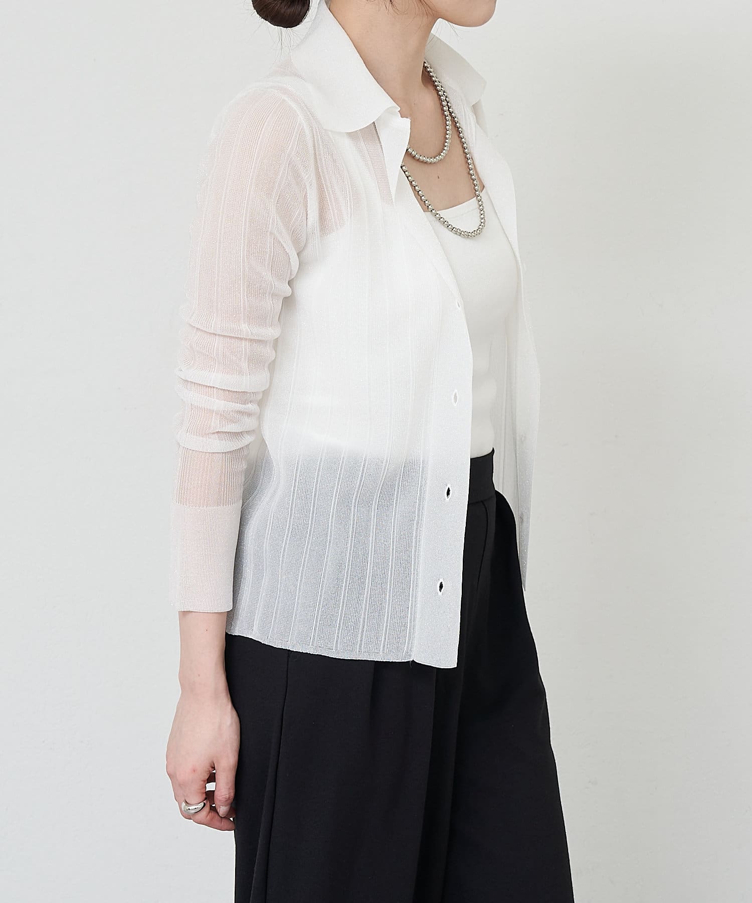 OUTLET(アウトレット) 【SHENERY】襟付きシアーニット