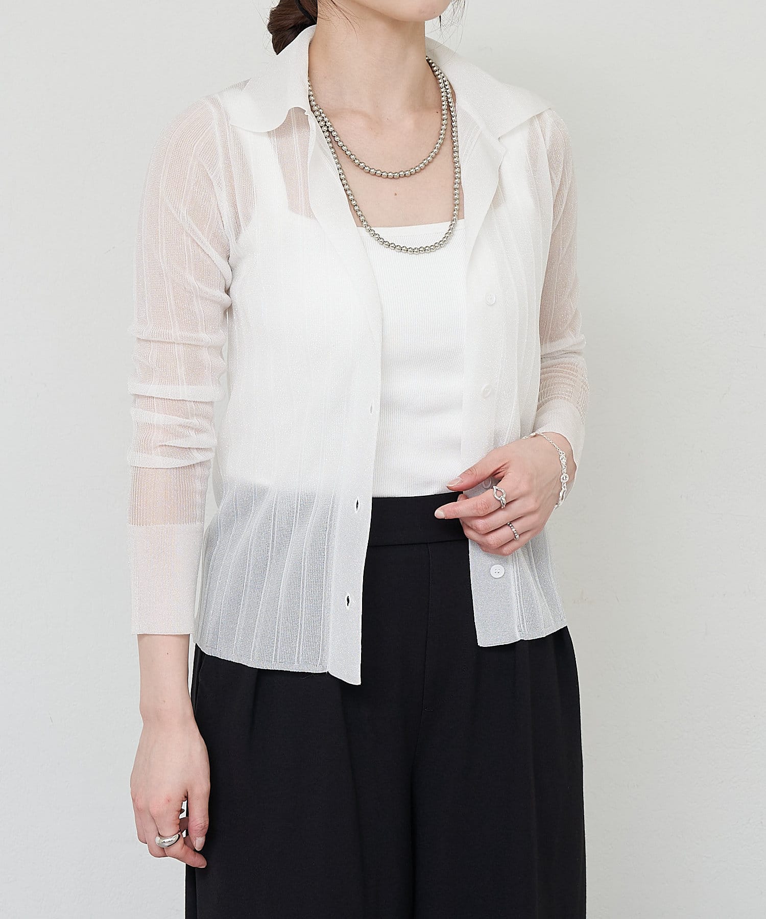 OUTLET(アウトレット) 【SHENERY】襟付きシアーニット