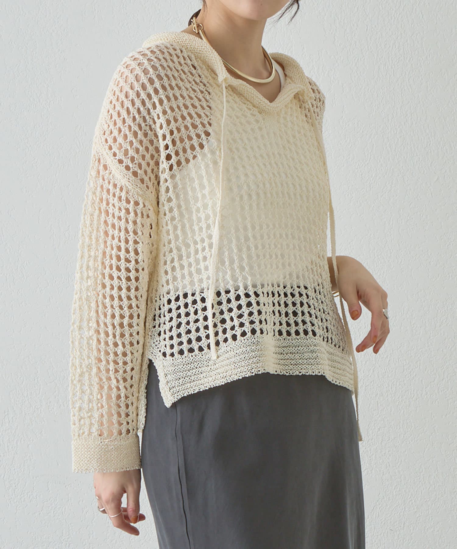 OUTLET(アウトレット) 【SHENERY】WASHI透かし編ニット