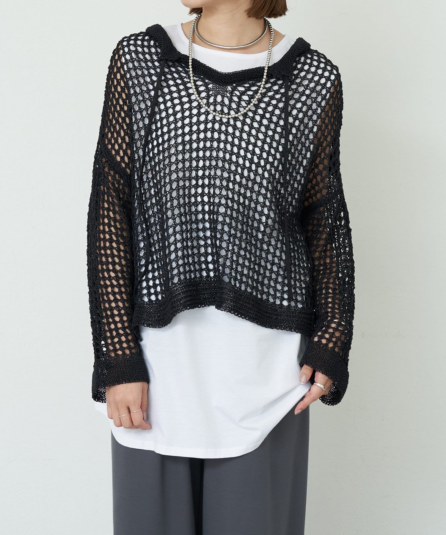 OUTLET(アウトレット) 【SHENERY】WASHI透かし編ニット