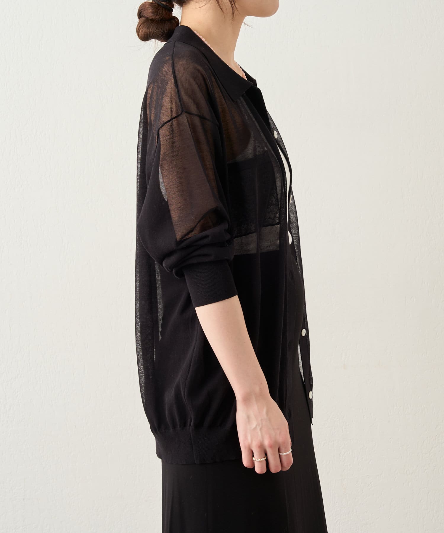 OUTLET(アウトレット) 【SHENERY】開襟シアーニットカーディガン