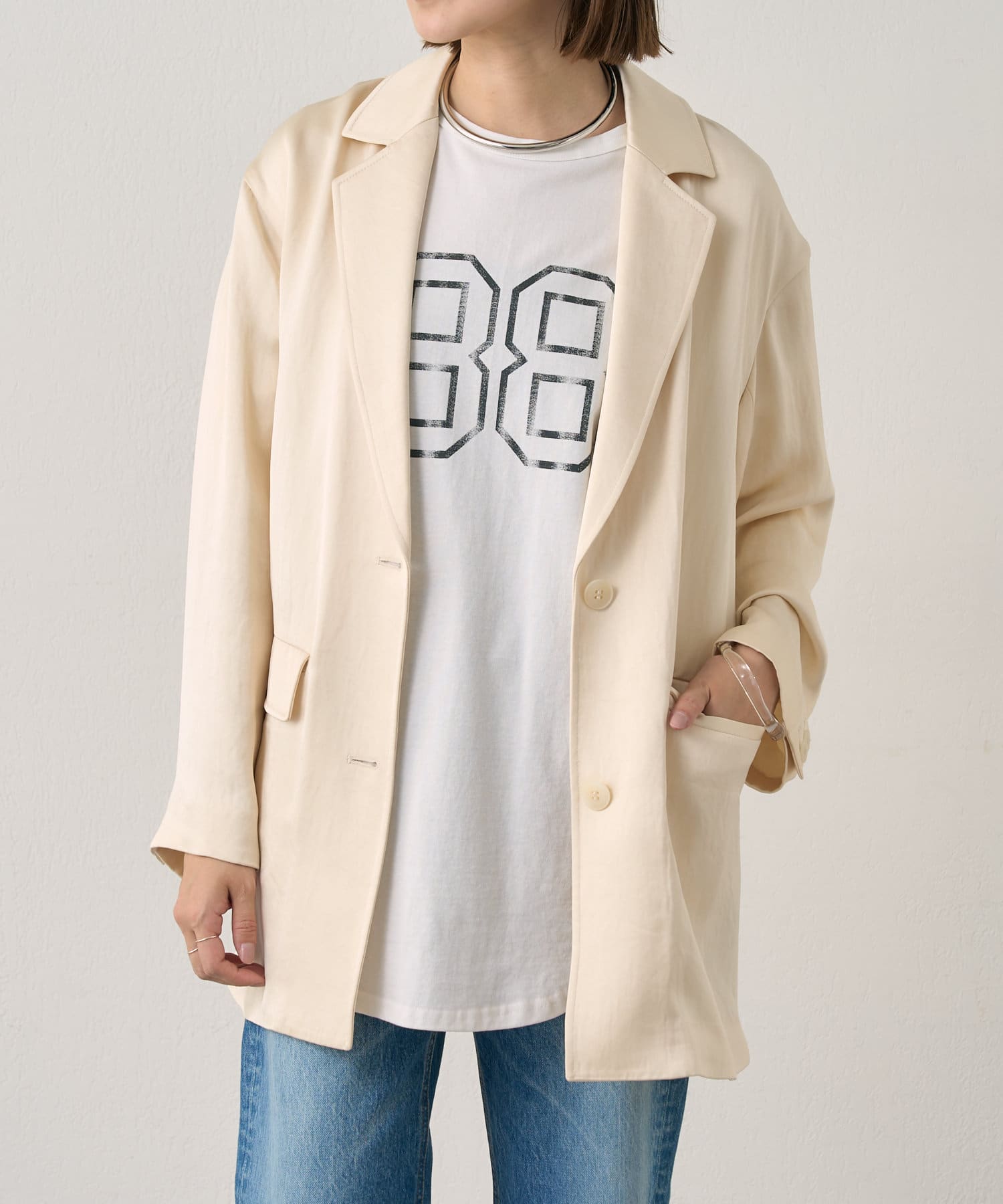 OUTLET(アウトレット) 【SHENERY】ダブルサテンジャケット