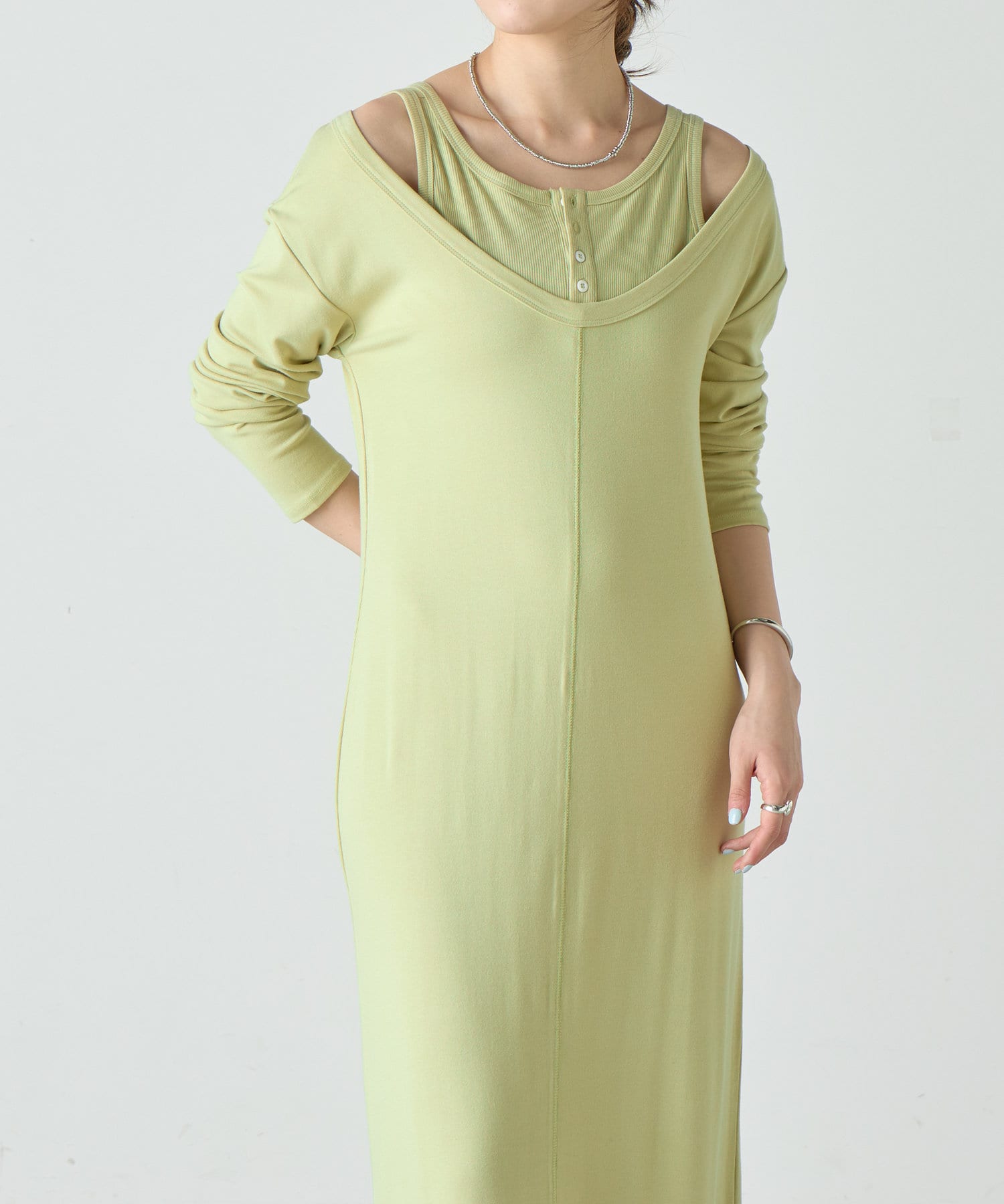 OUTLET(アウトレット) 【SHENERY】レイヤードカットソーワンピース