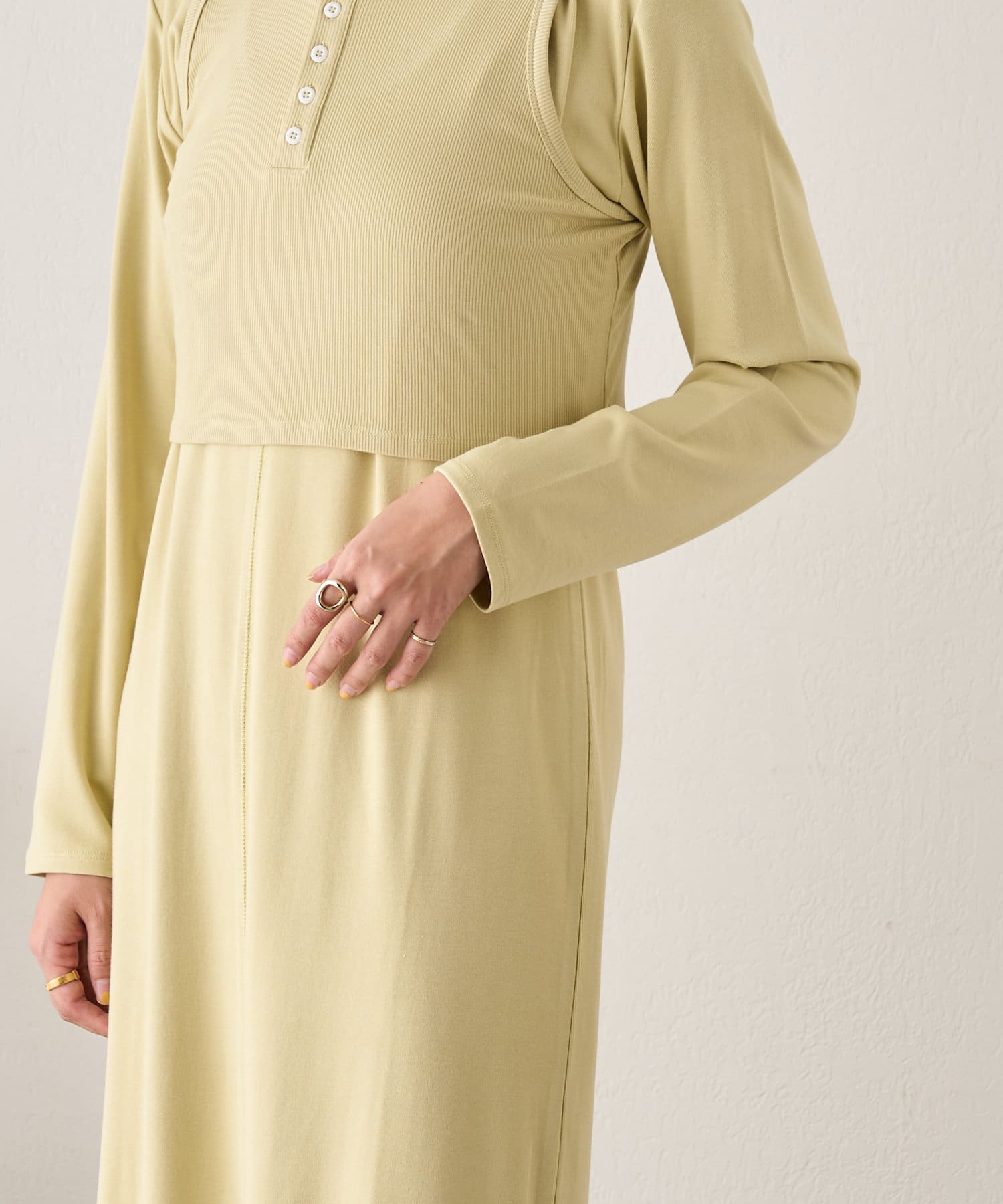 OUTLET(アウトレット) 【SHENERY】レイヤードカットソーワンピース