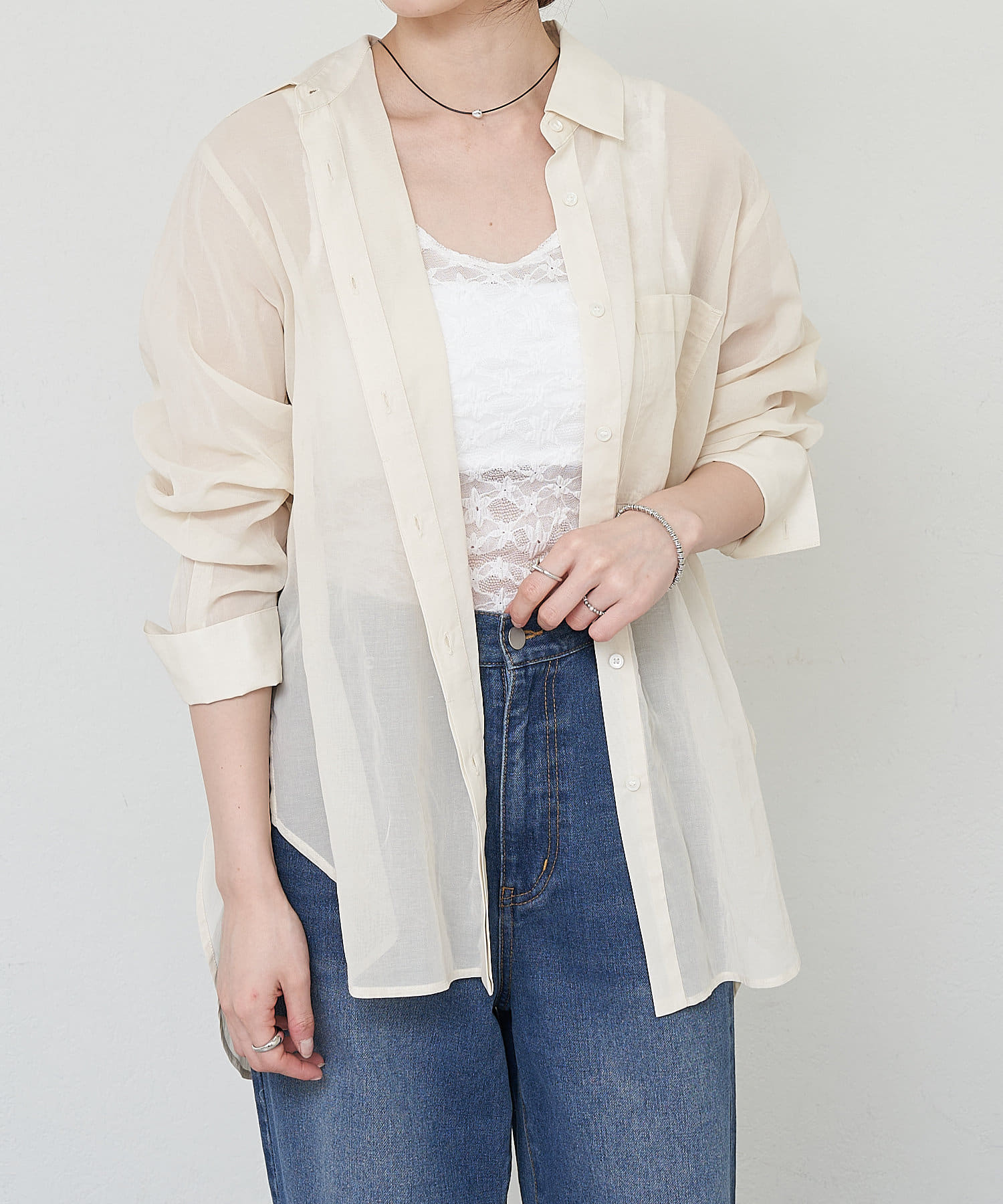 OUTLET(アウトレット) 【SHENERY】コットンシアーシャツ