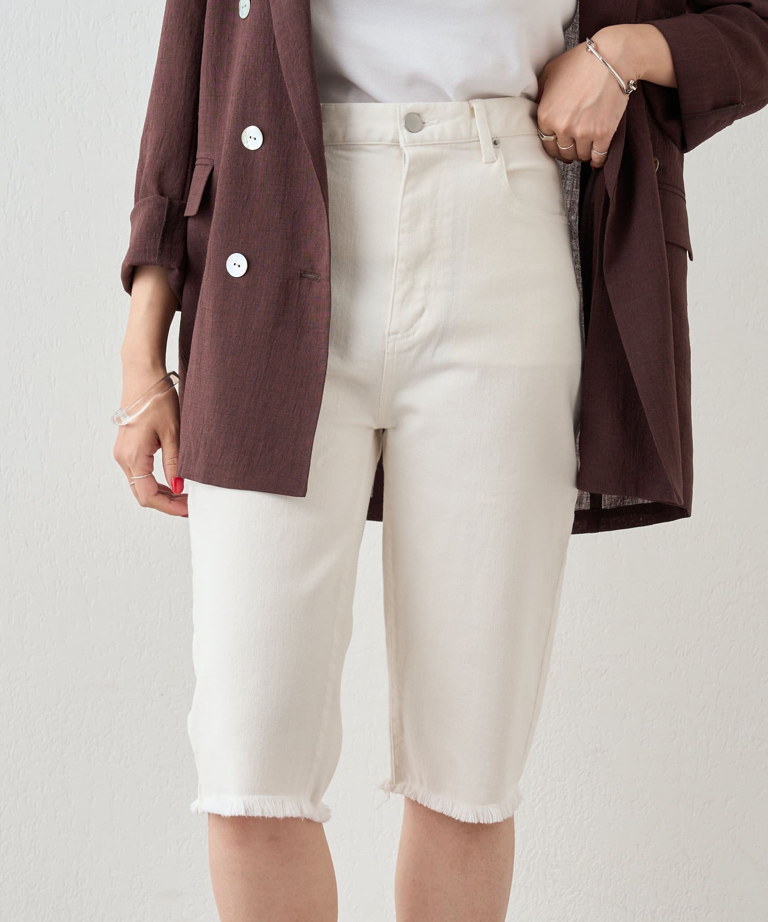 OUTLET(アウトレット) 【SHENERY】ストレッチハーフデニムパンツ