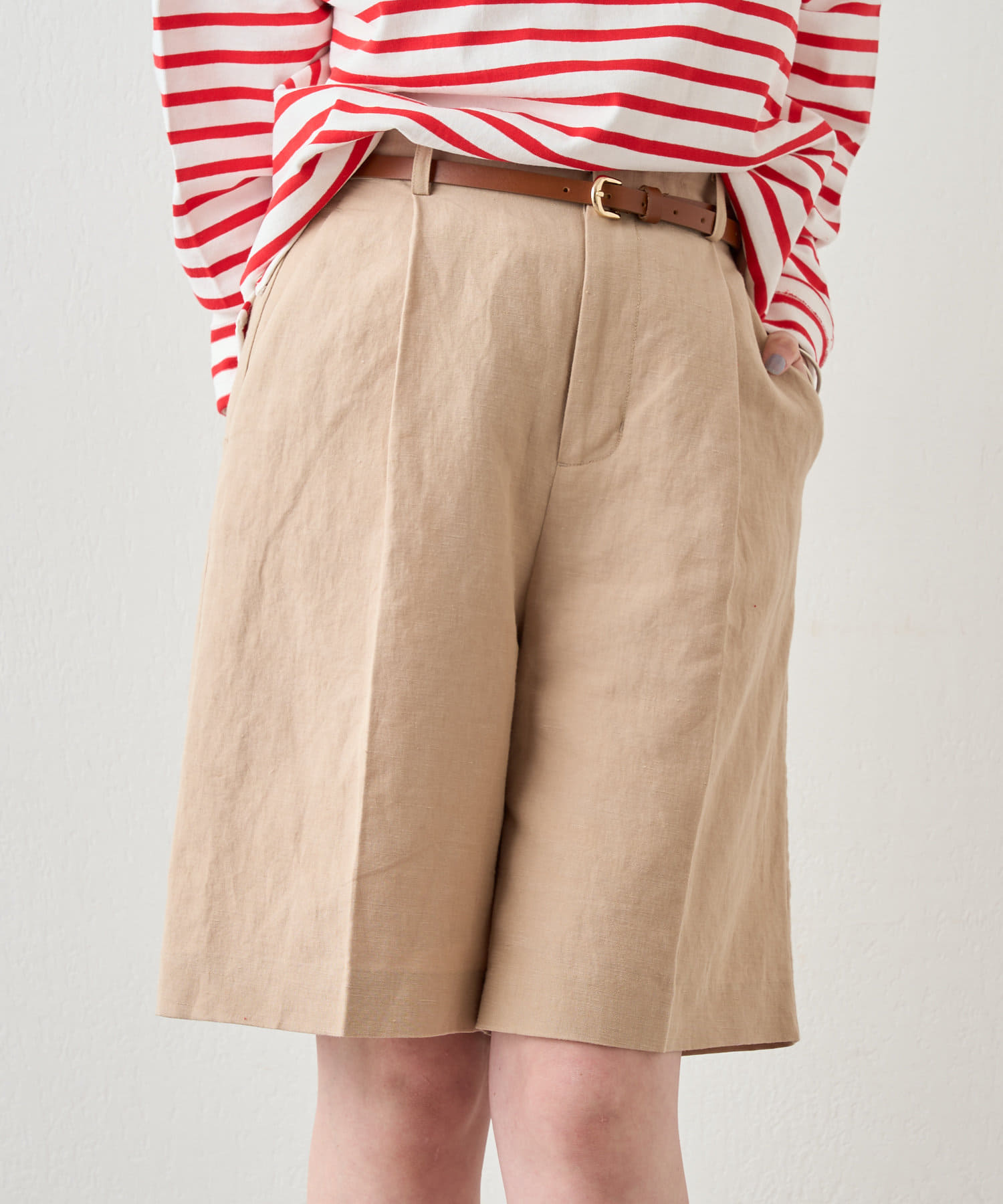 OUTLET(アウトレット) 【SHENERY】リネンハーフパンツ