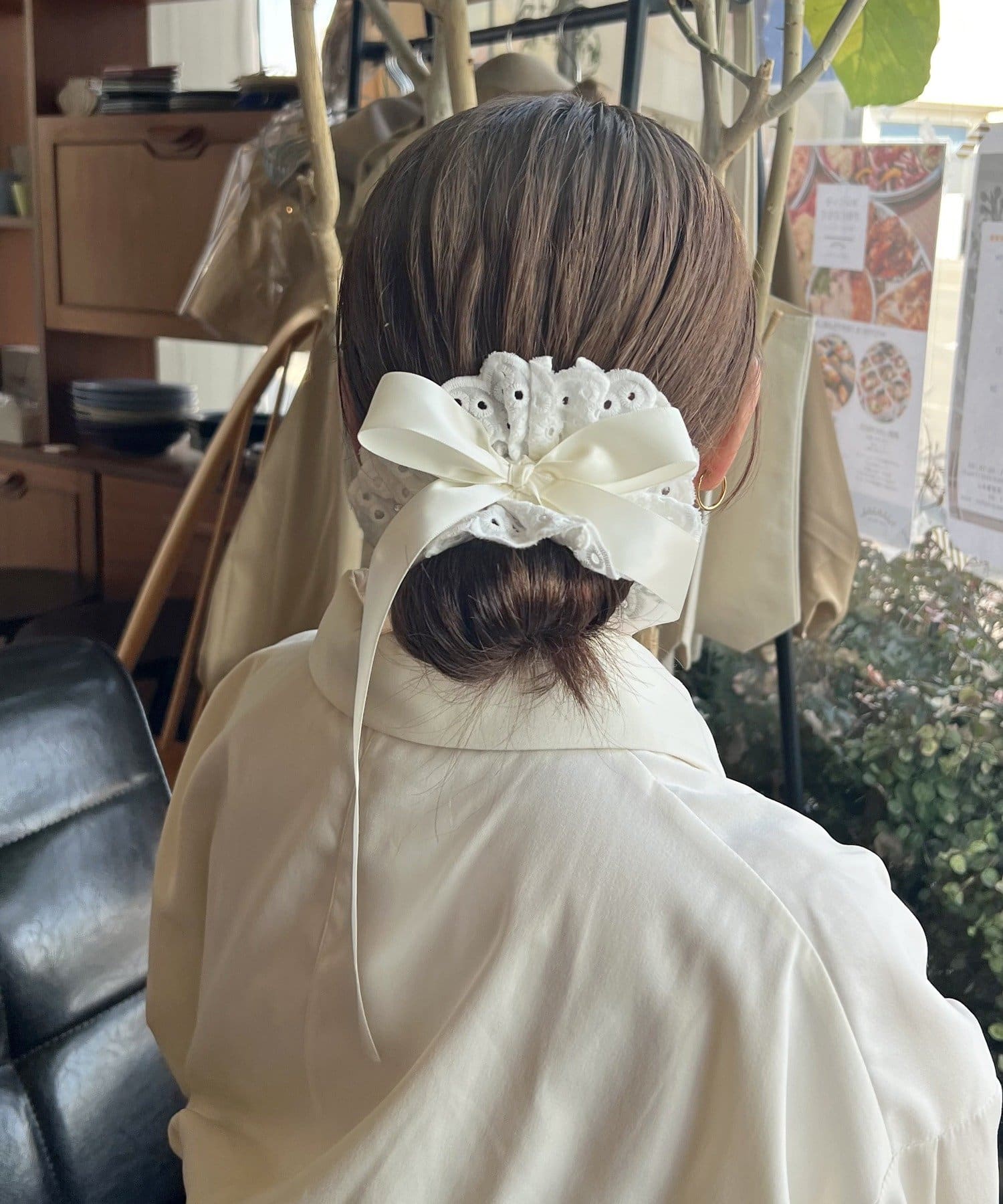 Lattice(ラティス) 【4/2 00:00~販売開始】【keeco企画】リボンコットンレースシュシュ