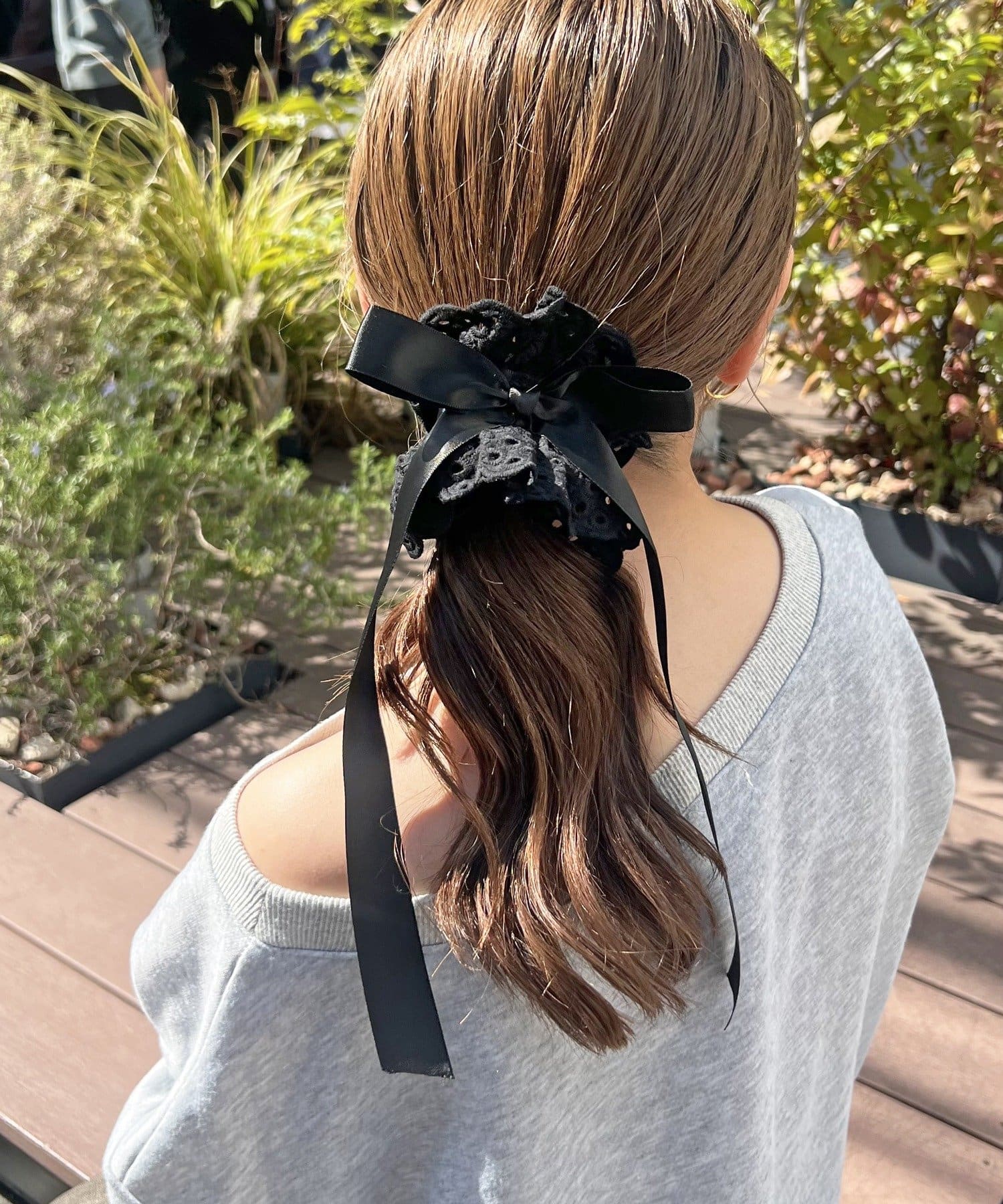 Lattice(ラティス) 【4/2 00:00~販売開始】【keeco企画】リボンコットンレースシュシュ