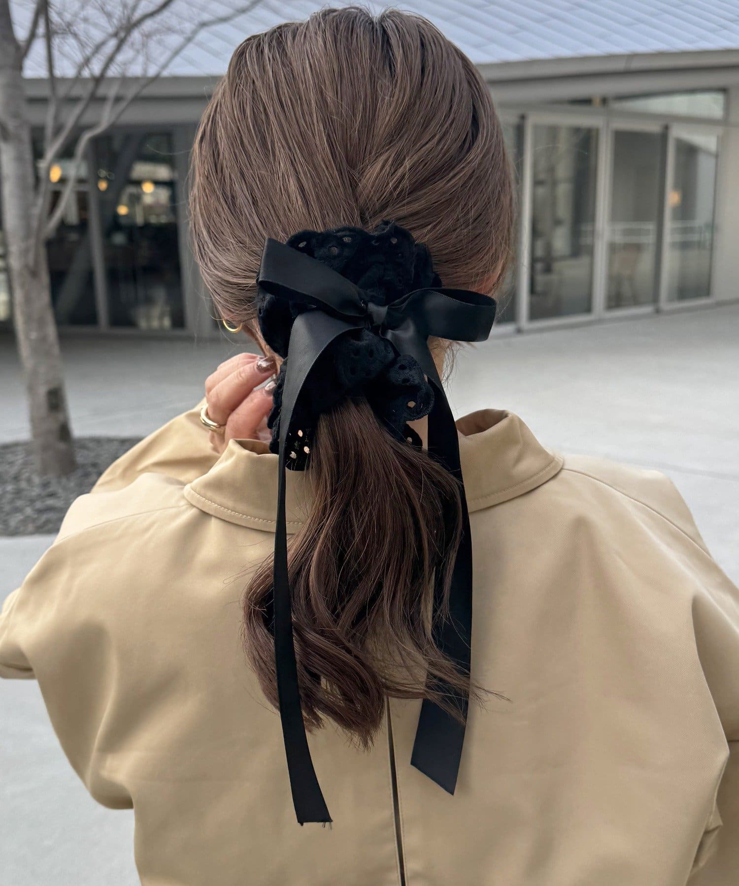 Lattice(ラティス) 【4/2 00:00~販売開始】【keeco企画】リボンコットンレースシュシュ