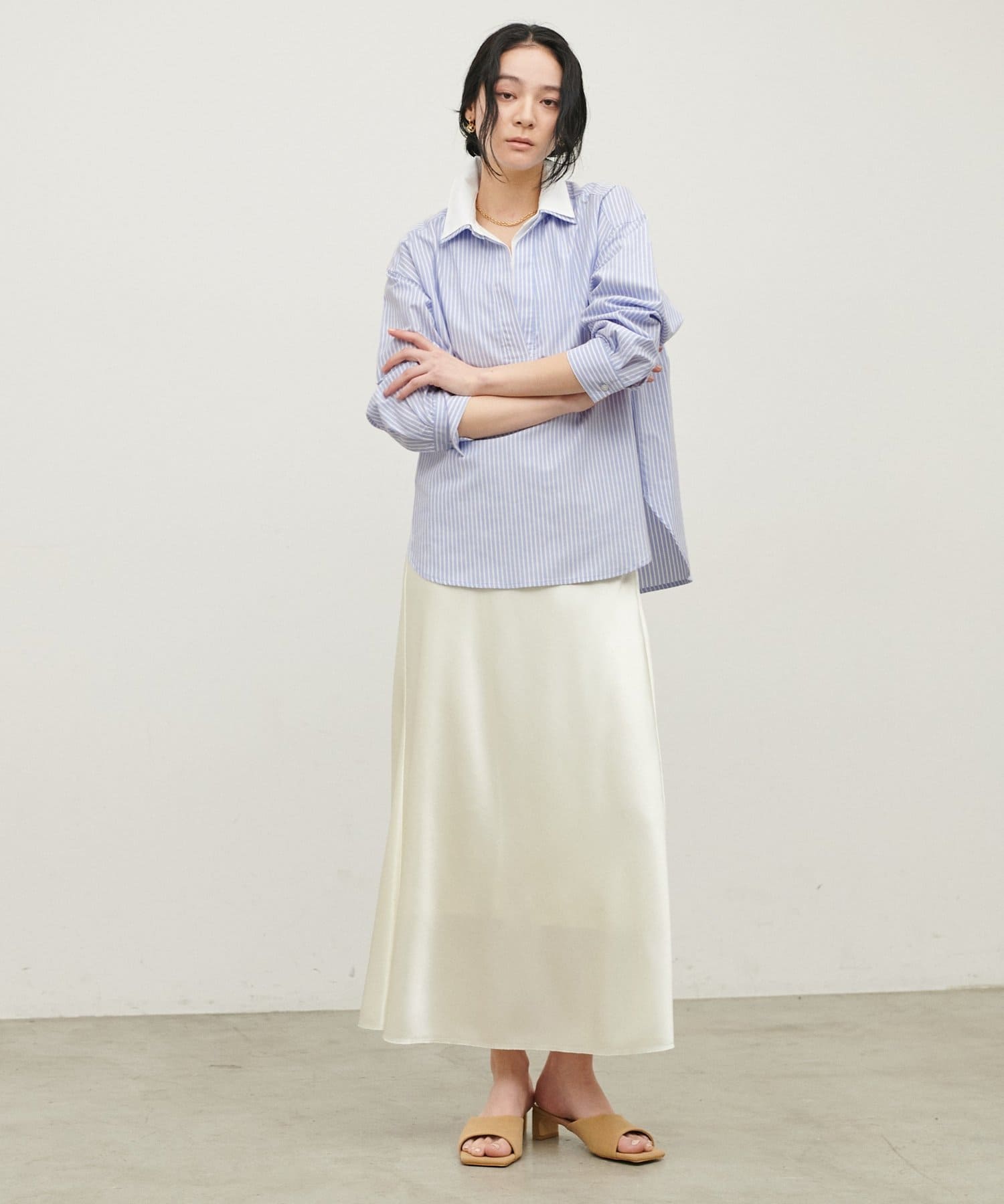 LARUTA(ラルータ) [Web限定]2枚衿オックススキッパーシャツ