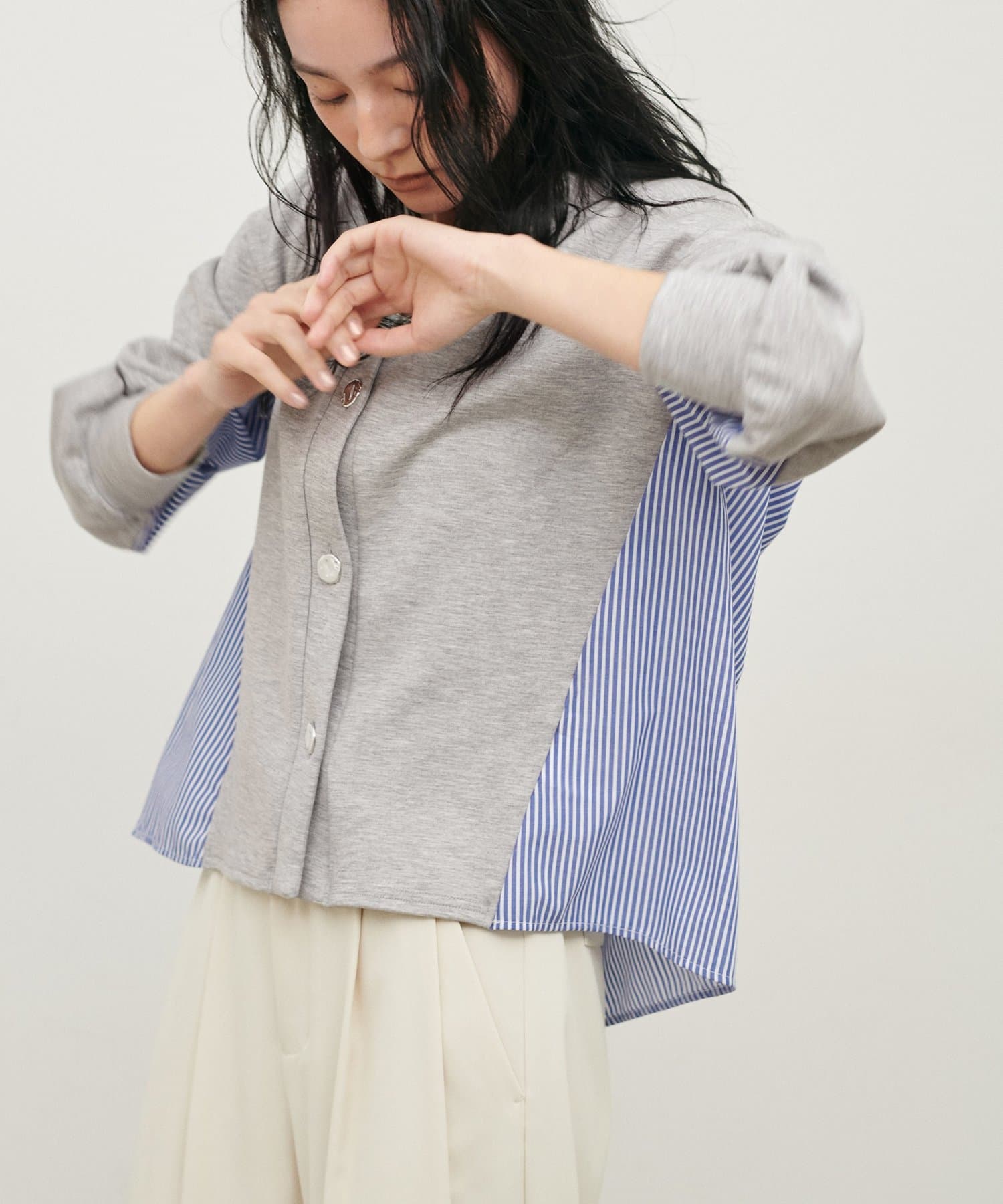 LARUTA(ラルータ) 異素材ダンボールカーディガン