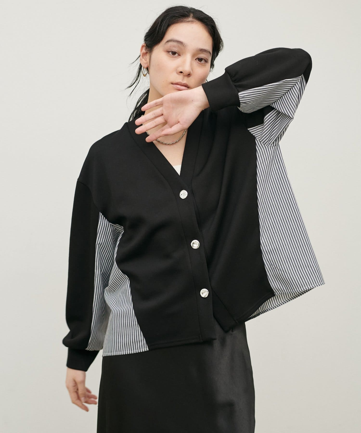 LARUTA(ラルータ) 異素材ダンボールカーディガン