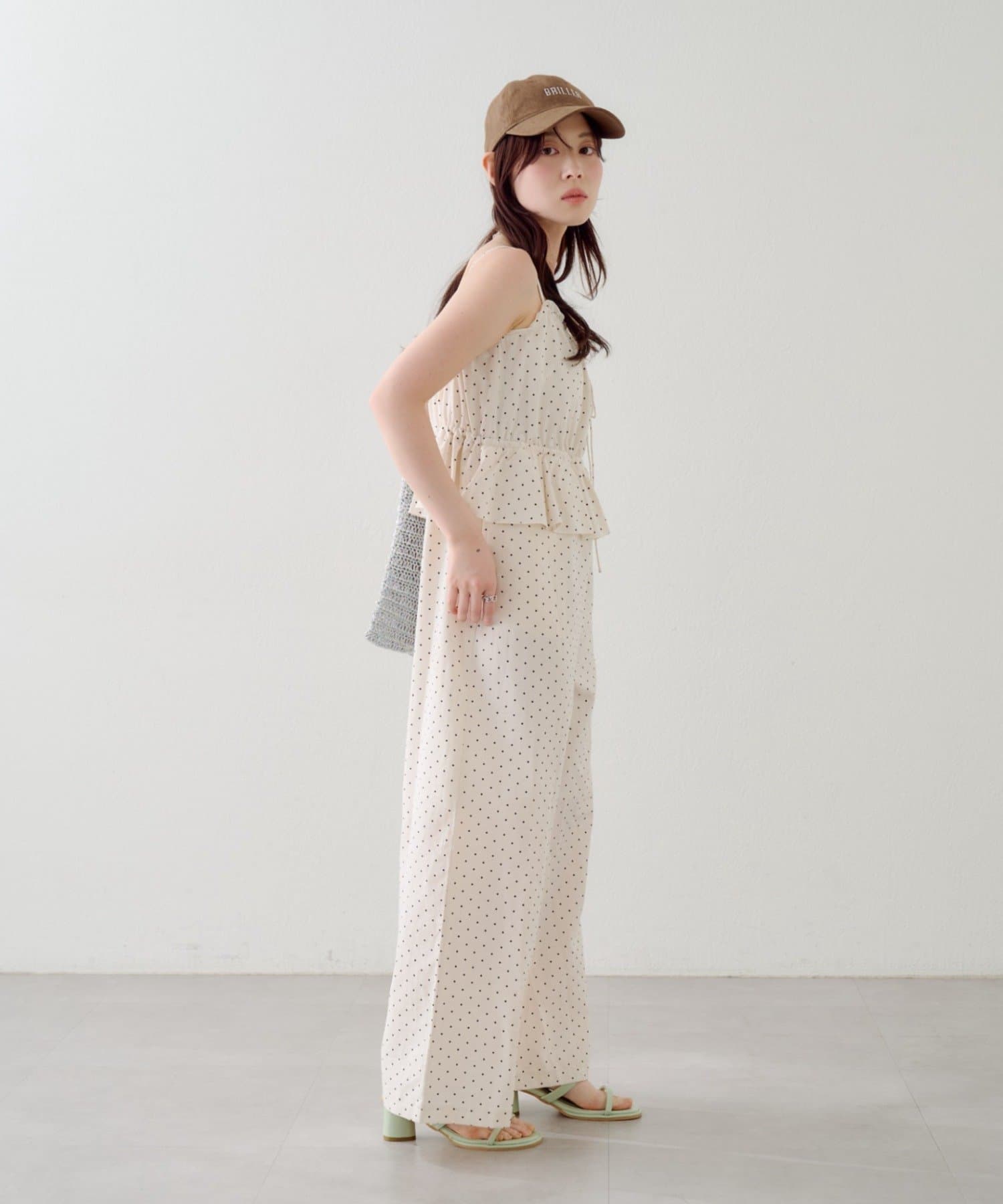 Kastane(カスタネ) 【ワンピースフェア対象/WEB限定/2サイズ展開/低身長サイズ】ペプラムキャミサロペット