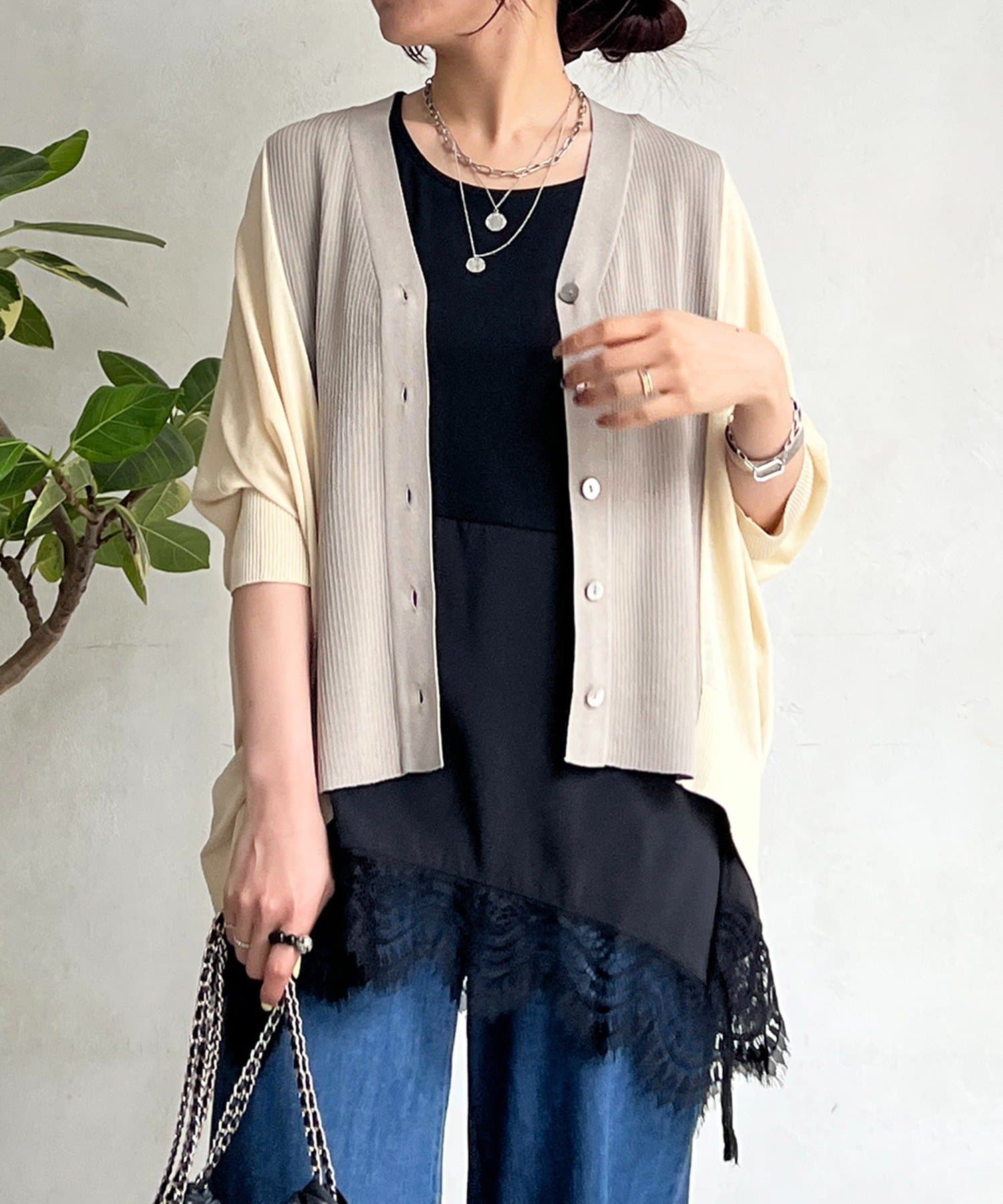 un dix cors(アンディコール) UV配色ニットカーデ