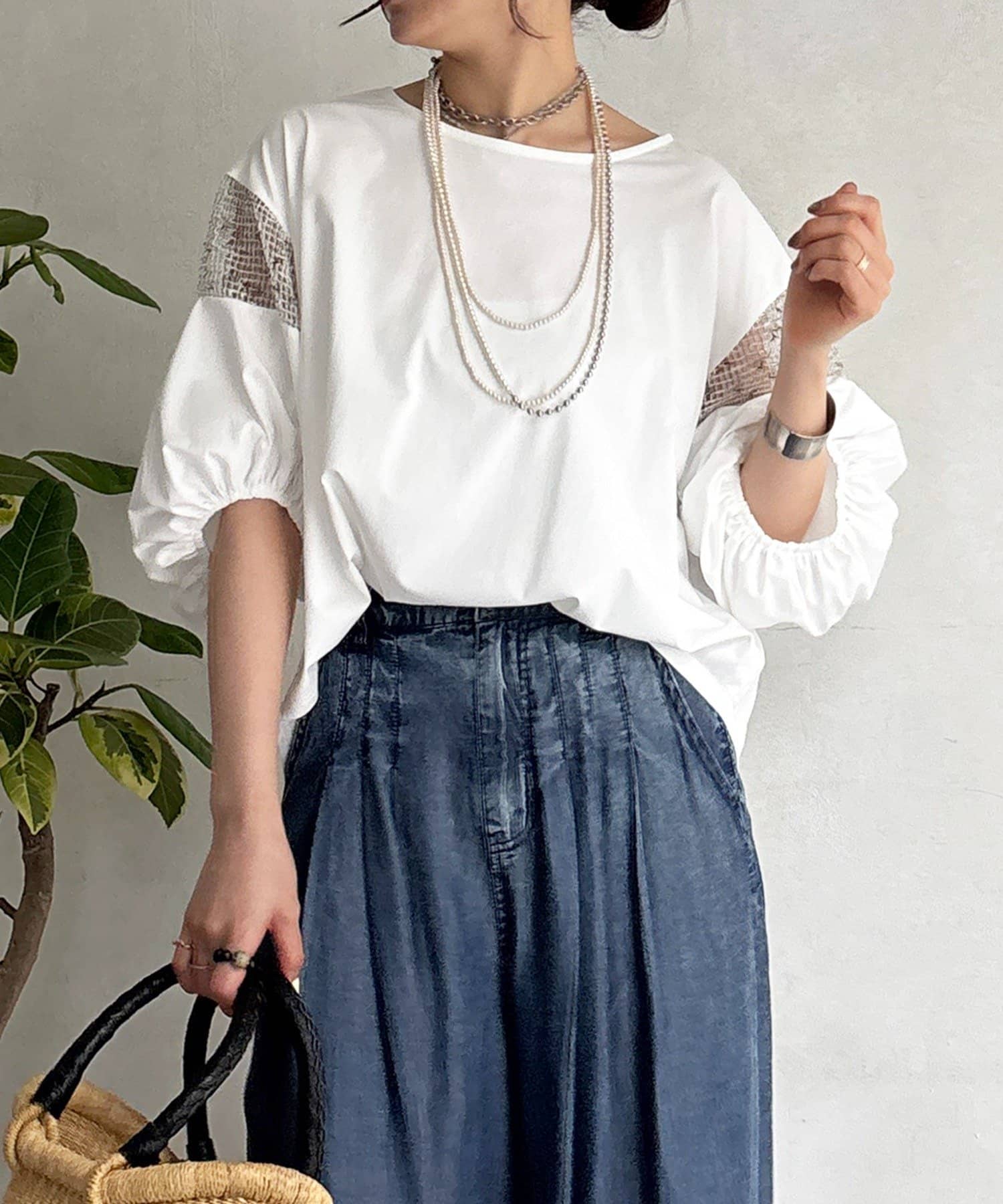 un dix cors(アンディコール) 袖メッシュブラウス