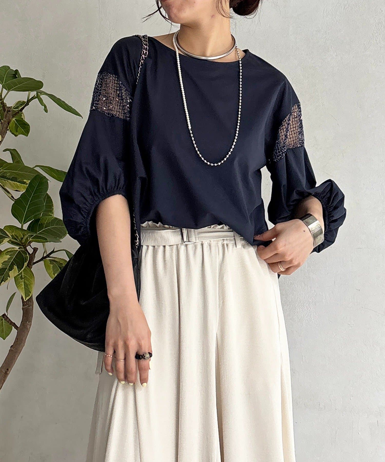 un dix cors(アンディコール) 袖メッシュブラウス