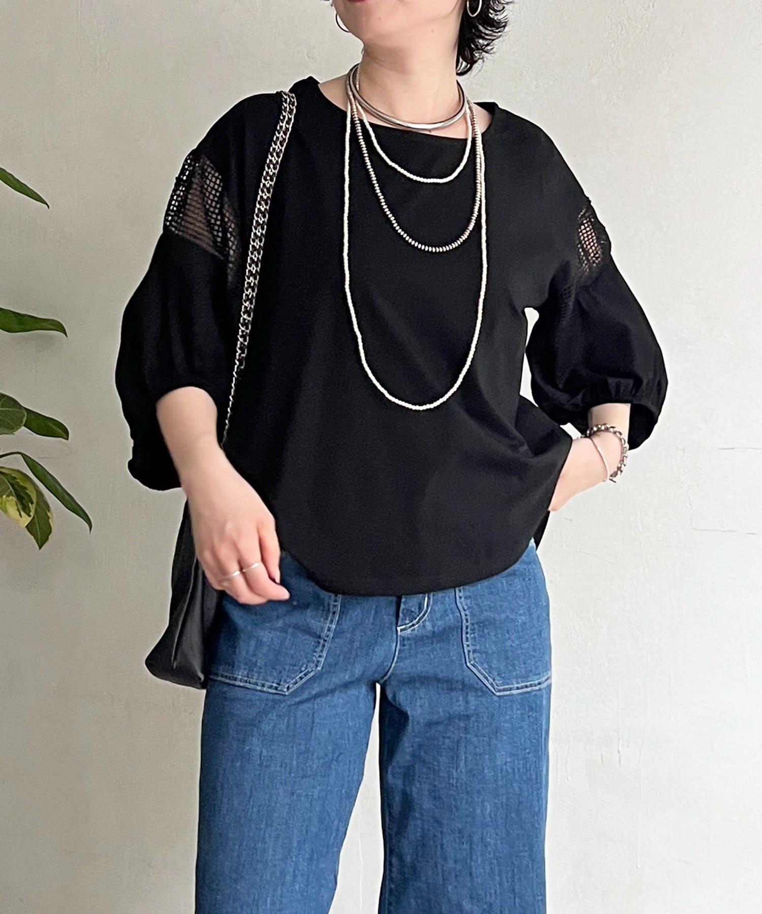 un dix cors(アンディコール) 袖メッシュブラウス