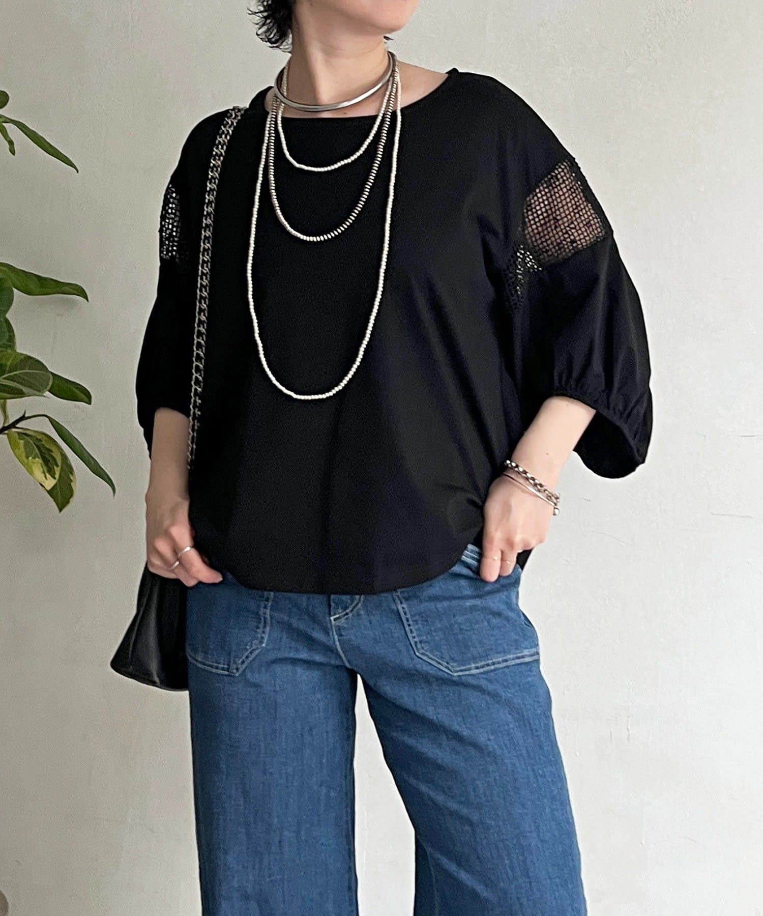 un dix cors(アンディコール) 袖メッシュブラウス