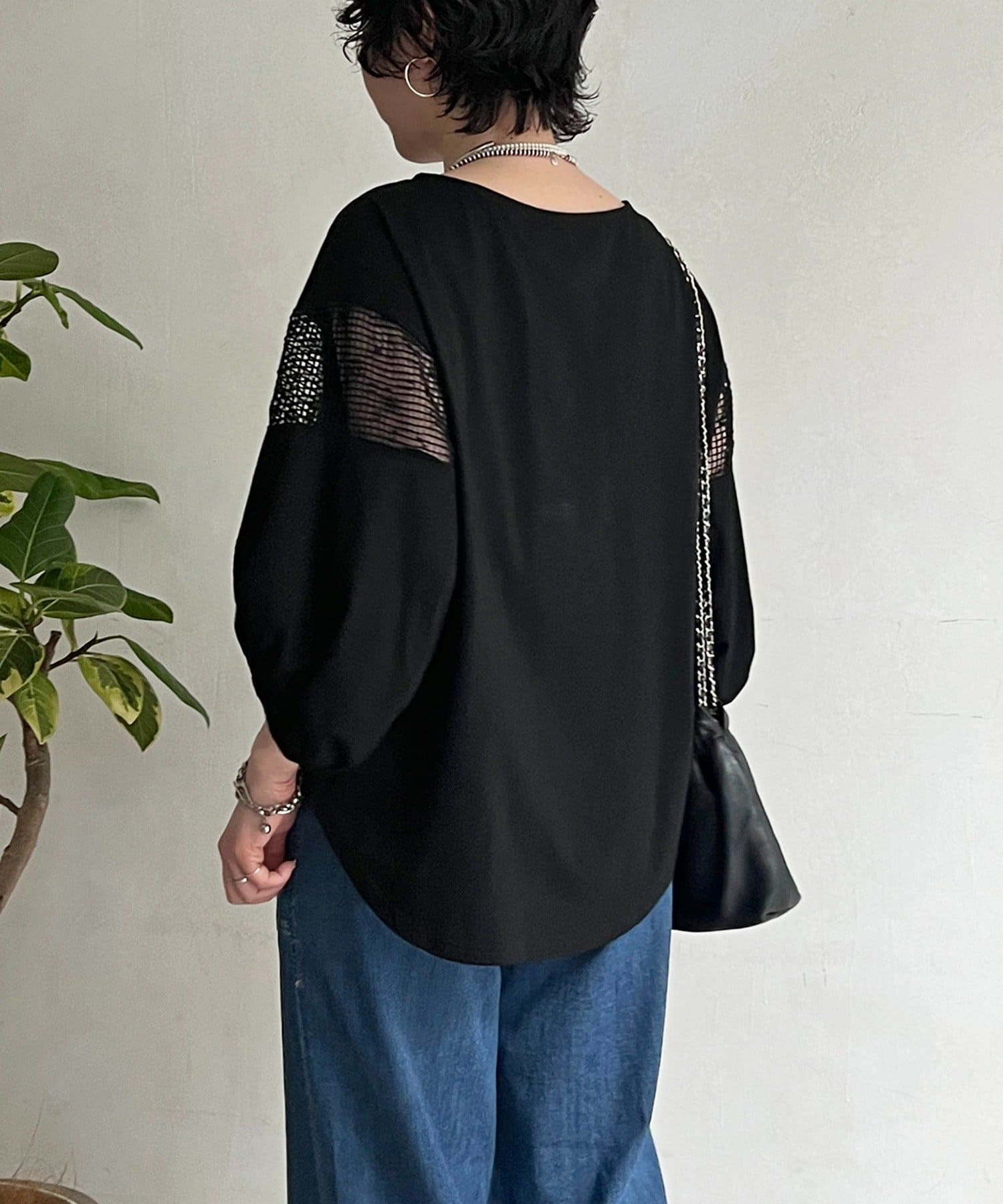un dix cors(アンディコール) 袖メッシュブラウス