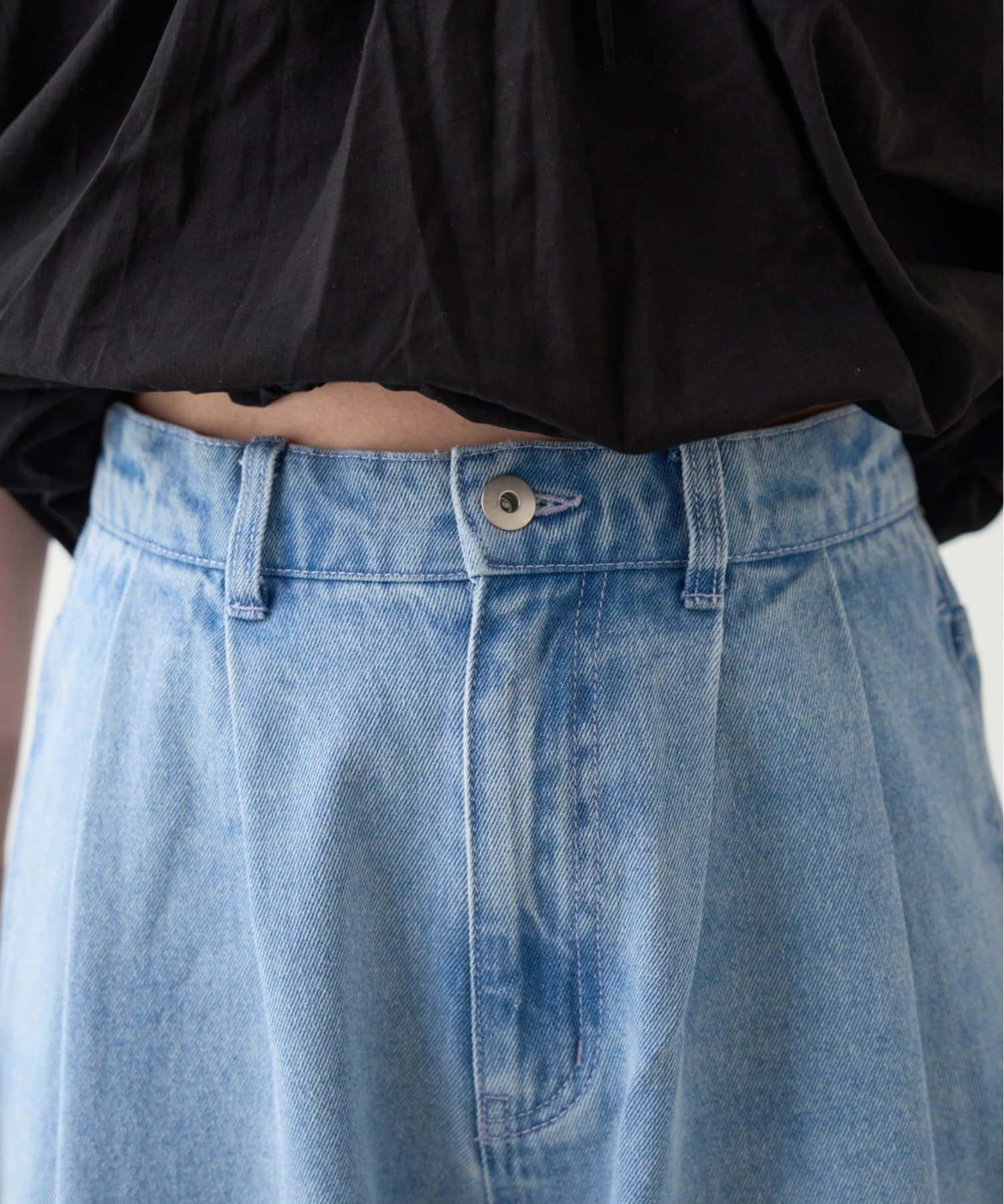 Kastane(カスタネ) 【3サイズ展開/低身長サイズ/高身長サイズ】B カラーステッチデニムスラックス