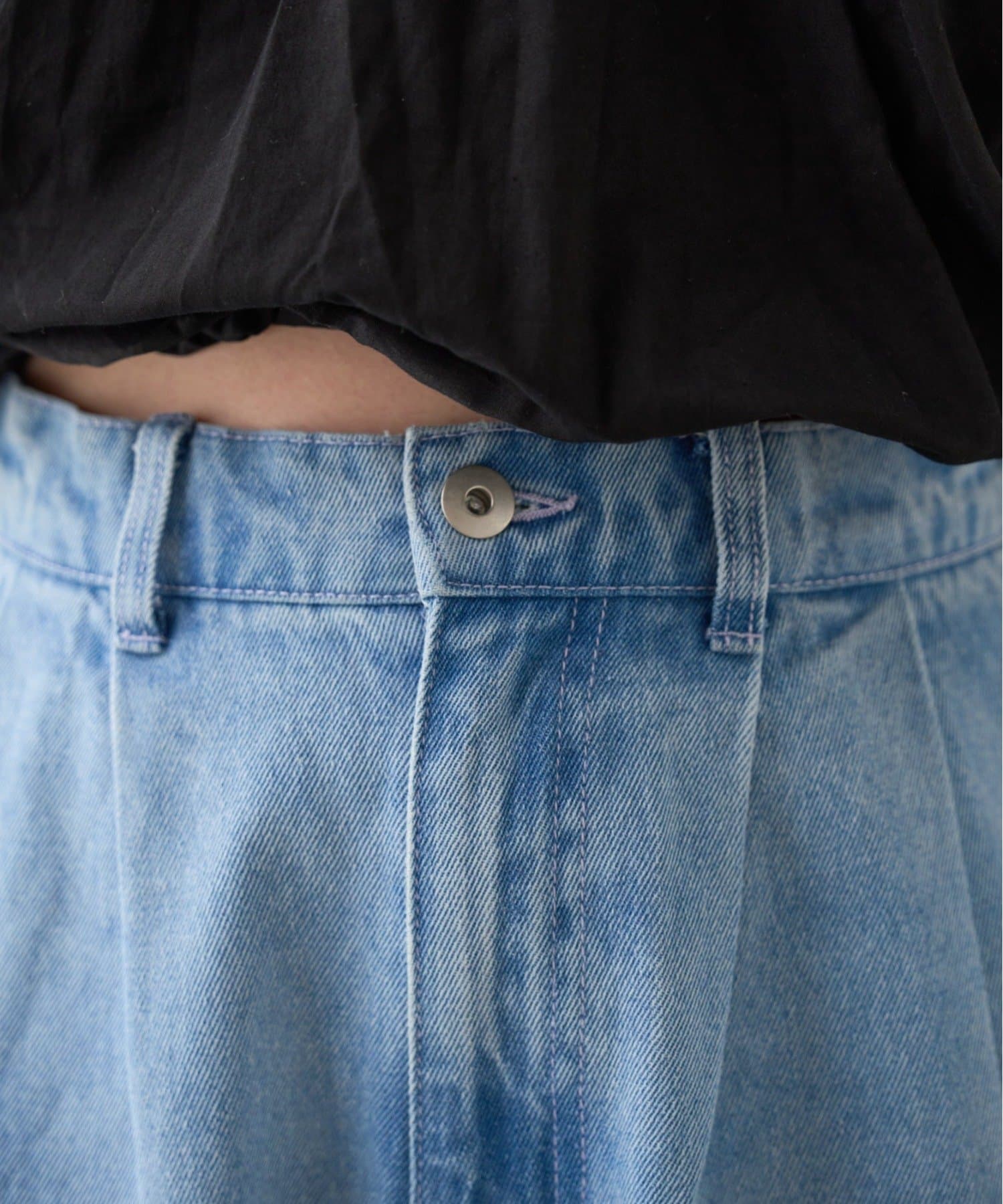 Kastane(カスタネ) 【3サイズ展開/低身長サイズ/高身長サイズ】B カラーステッチデニムスラックス