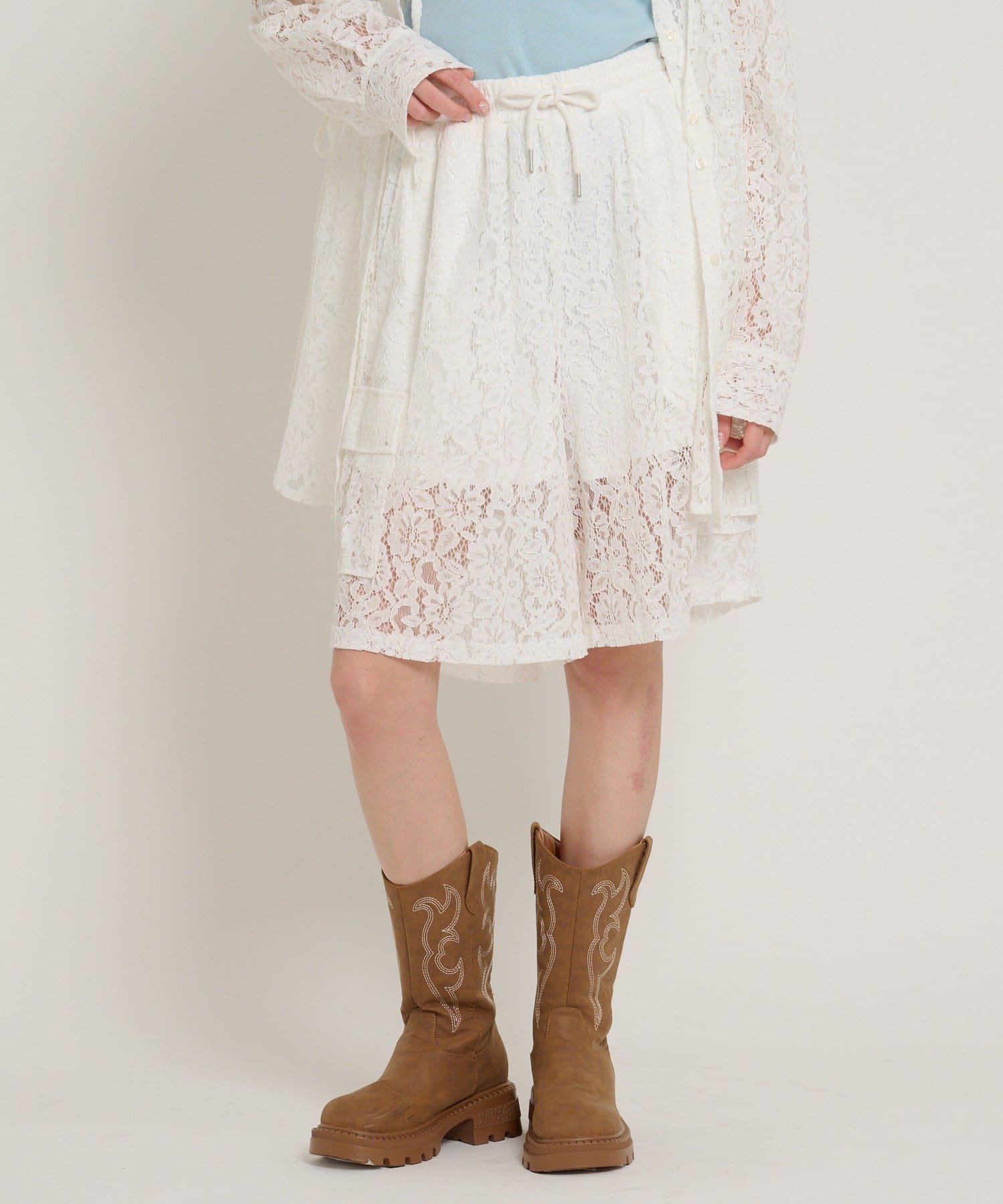 w closet(ダブルクローゼット) 【スウェット/レース/アソート展開】ハーフカーゴパンツ