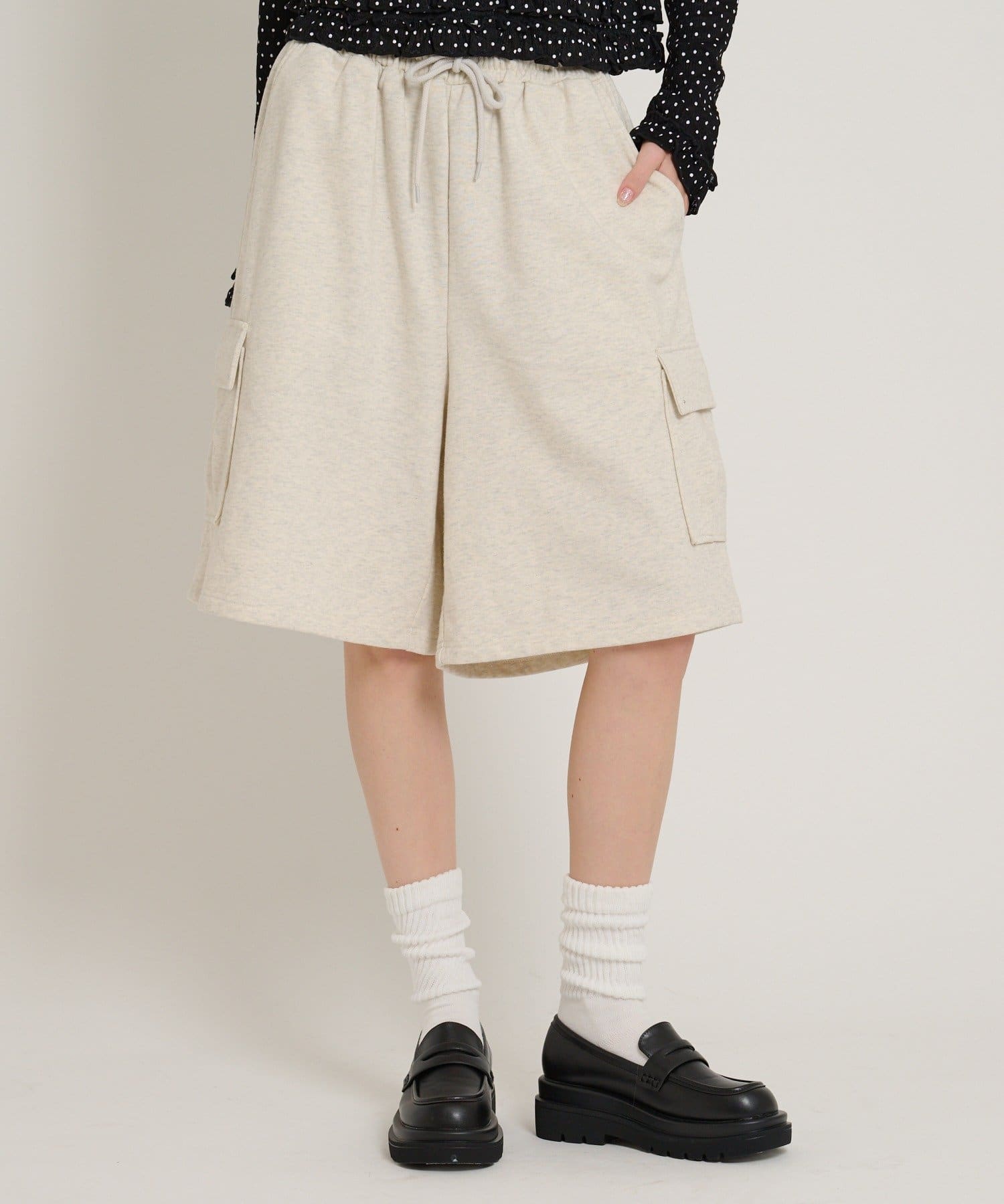 w closet(ダブルクローゼット) 【スウェット/レース/アソート展開】ハーフカーゴパンツ