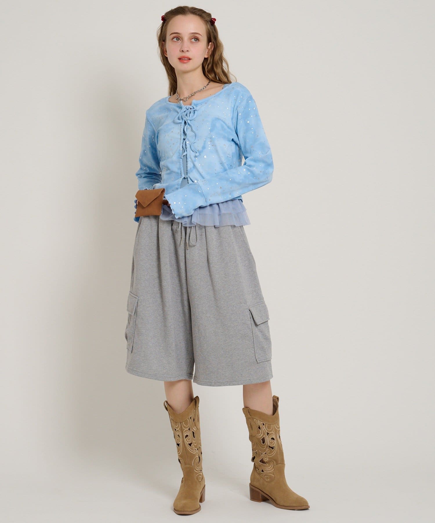 w closet(ダブルクローゼット) 【スウェット/レース/アソート展開】ハーフカーゴパンツ