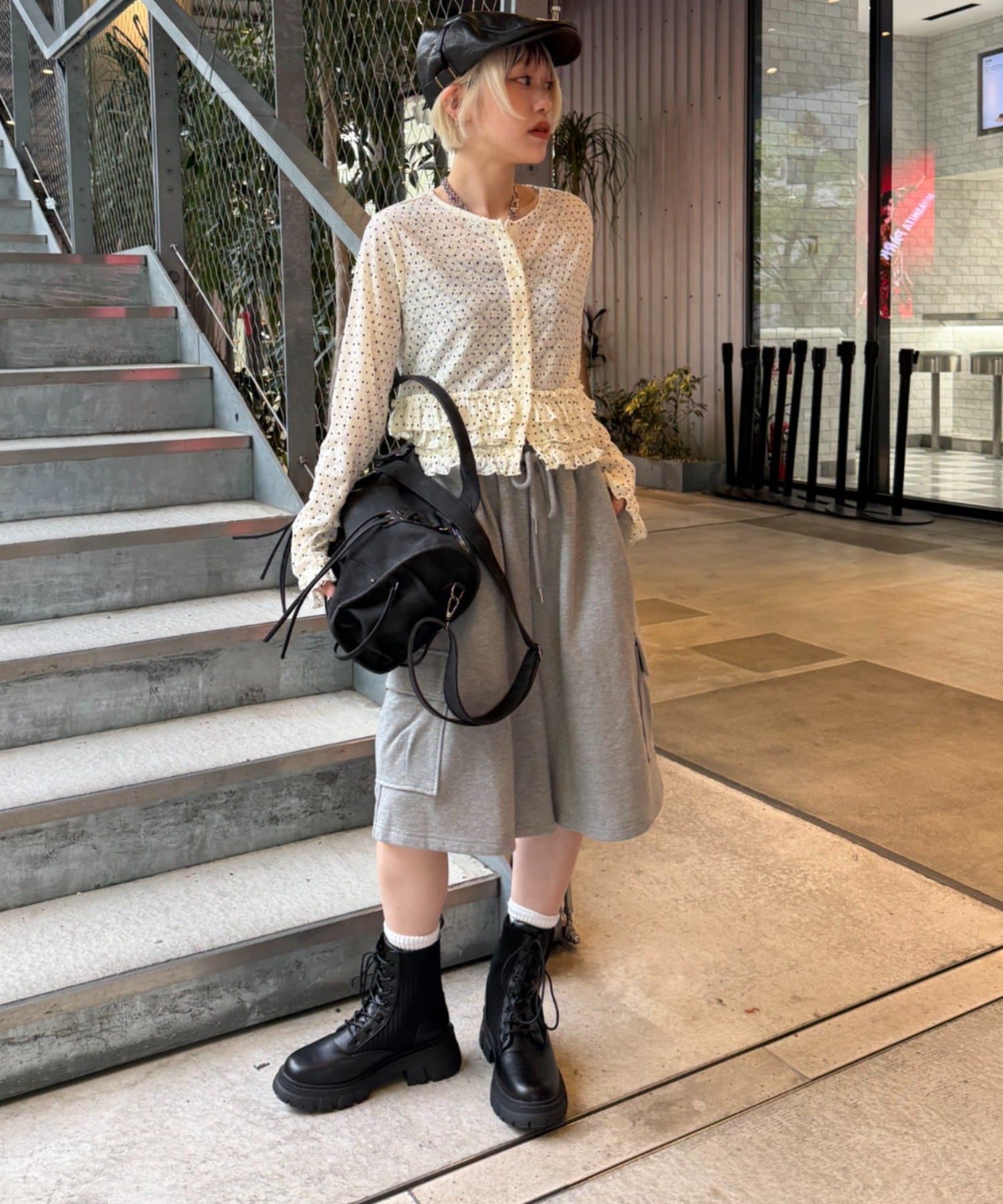 w closet(ダブルクローゼット) 【スウェット/レース/アソート展開】ハーフカーゴパンツ