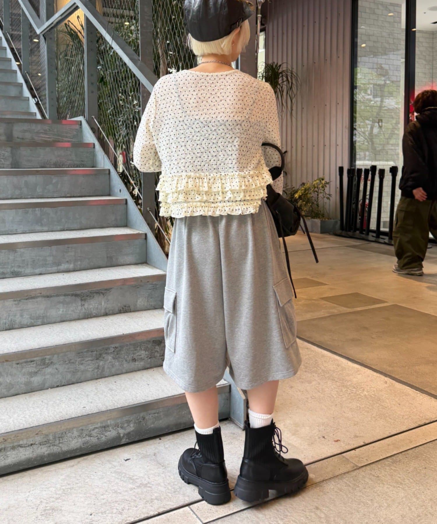 w closet(ダブルクローゼット) 【スウェット/レース/アソート展開】ハーフカーゴパンツ